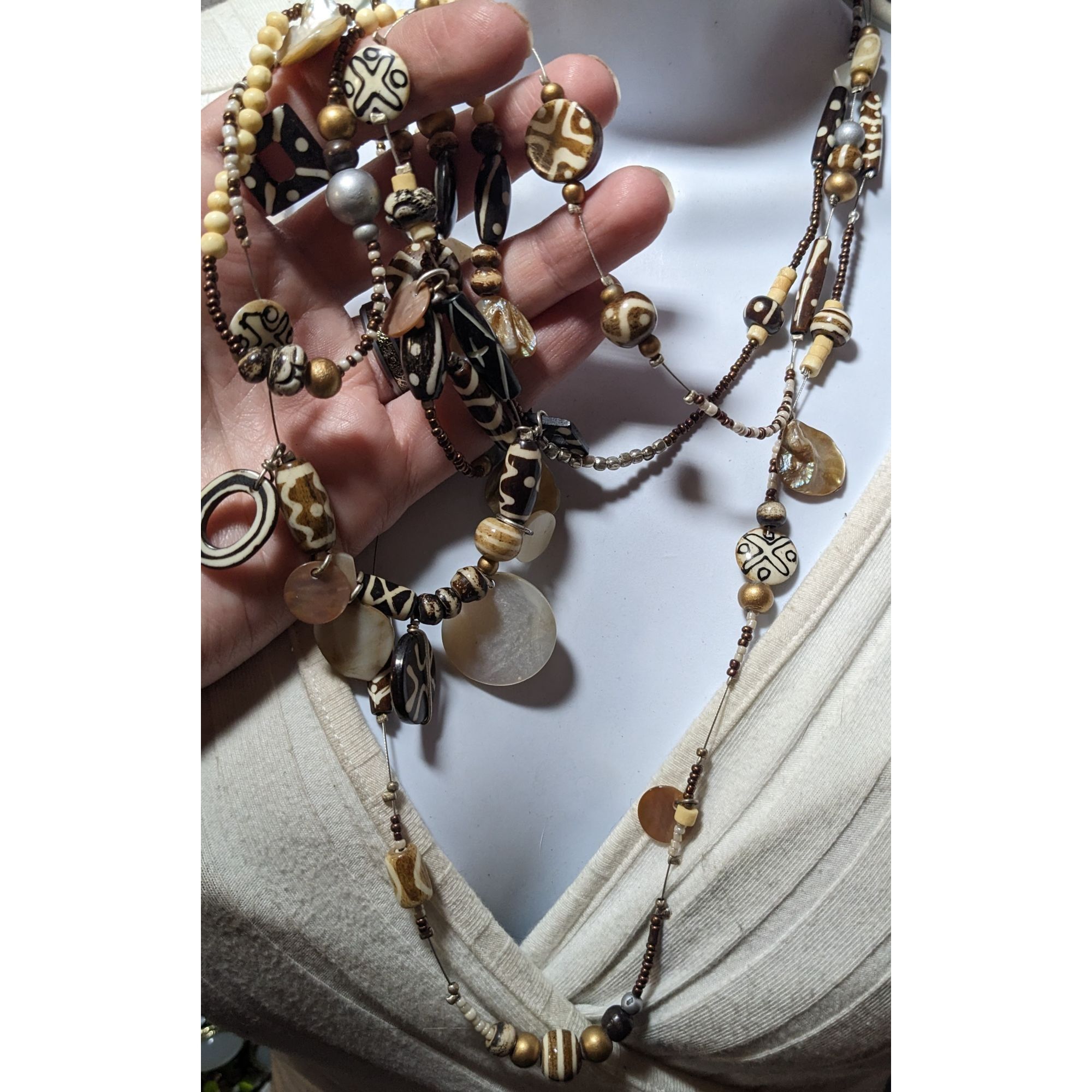 Chicos Chico's Multilayer Tribal Mixed Media Beaded Necklace Size ONE SIZE - 7 Thumbnail