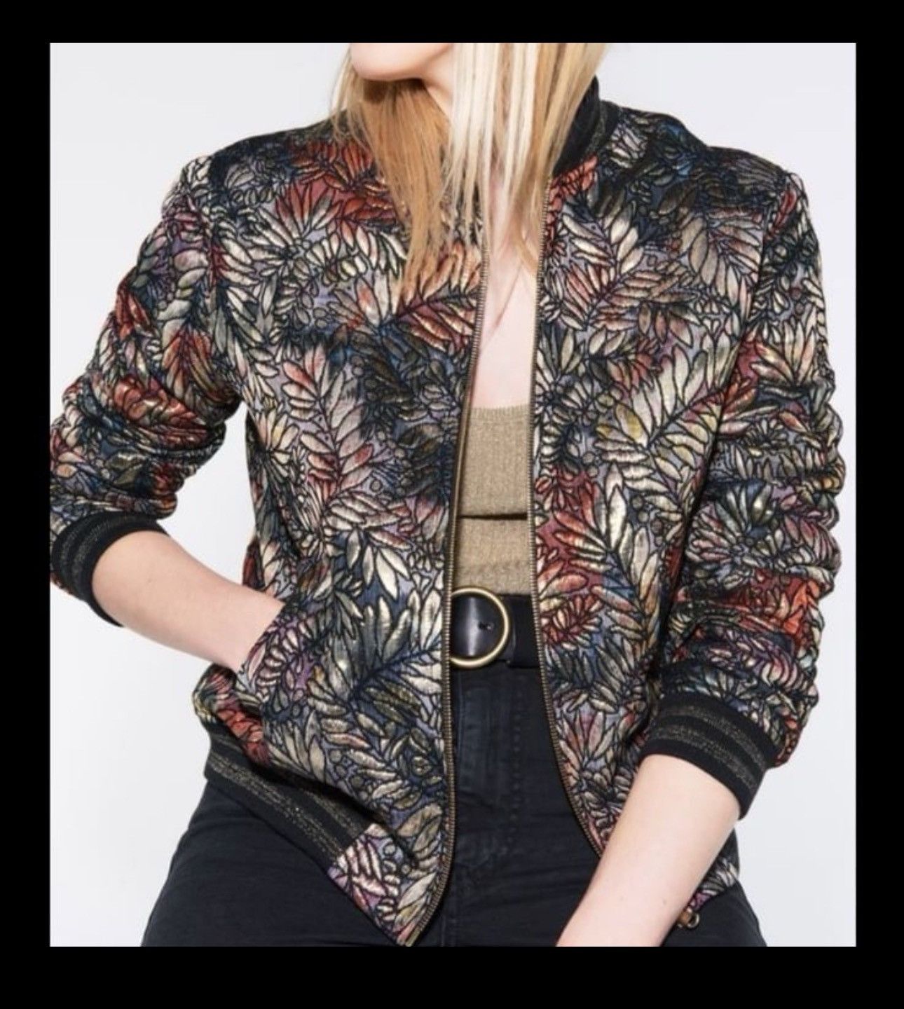 ba&sh Ba&sh Santiago Metallic Jacquard Bomber Jacket Size XS / US 0-2 / IT 36-38 - 1 Thumbnail