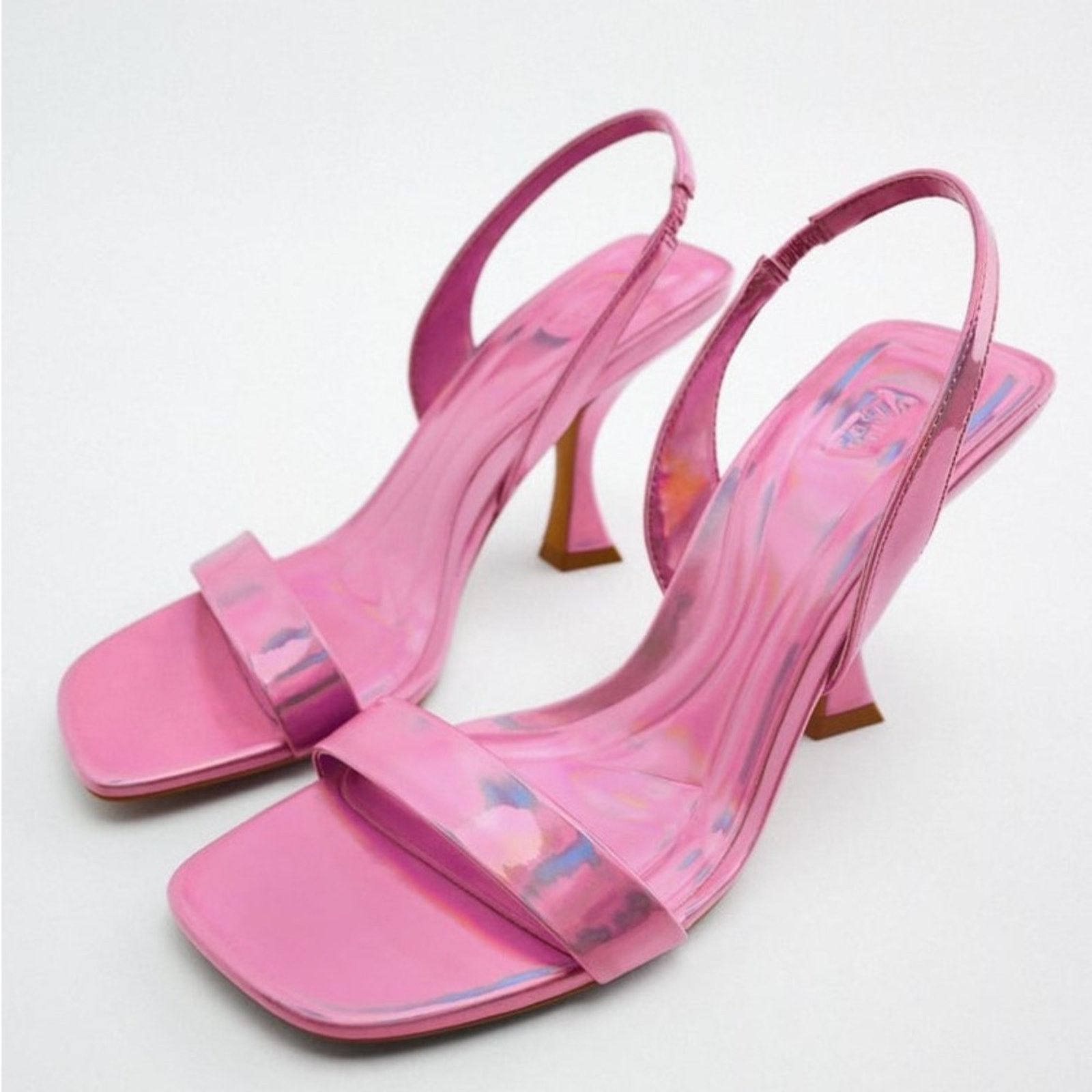 Zara ZARA IRIDESCENT HEELED SANDALS PINK Size US 8 / IT 38 - 1 Thumbnail