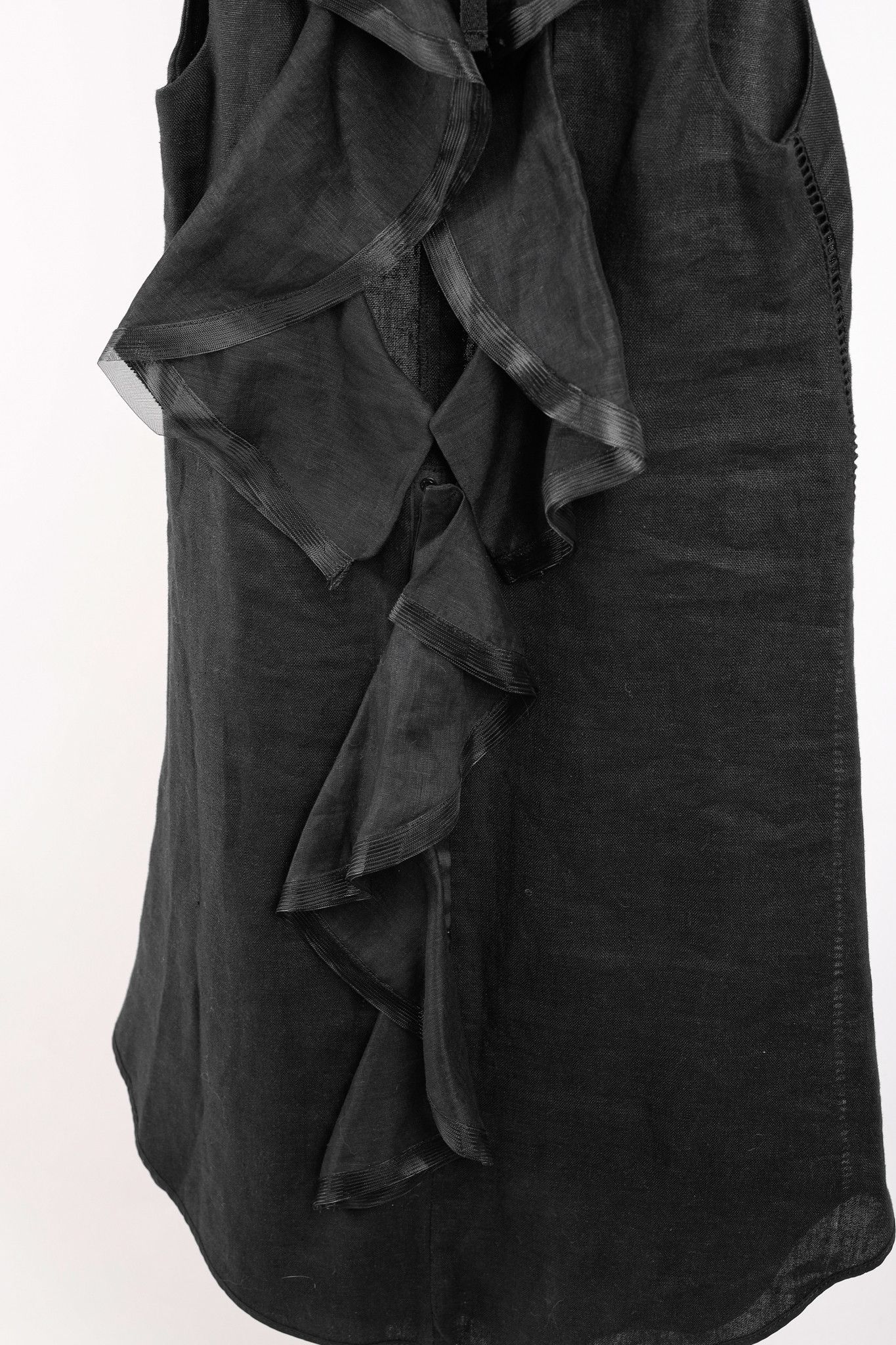 Other Denis Gagnon Ruffle Back Sleeveless Black Linen Dress Size S / US 4 / IT 40 - 8 Thumbnail