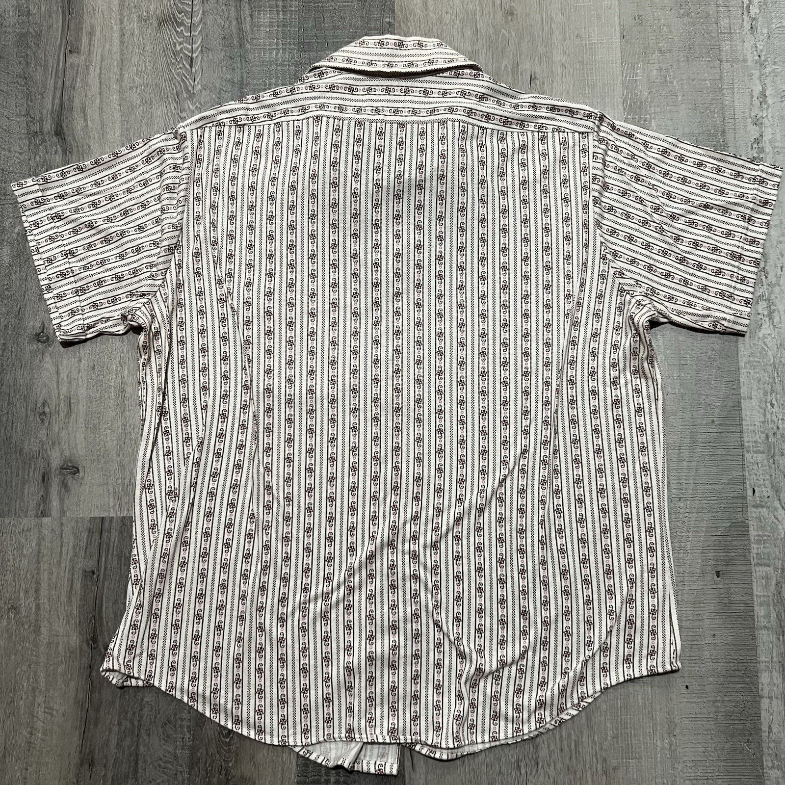 Vintage VTG McDonald's 70s/80s Floral White Striped Button Shirt Size US M / EU 48-50 / 2 - 2 Thumbnail