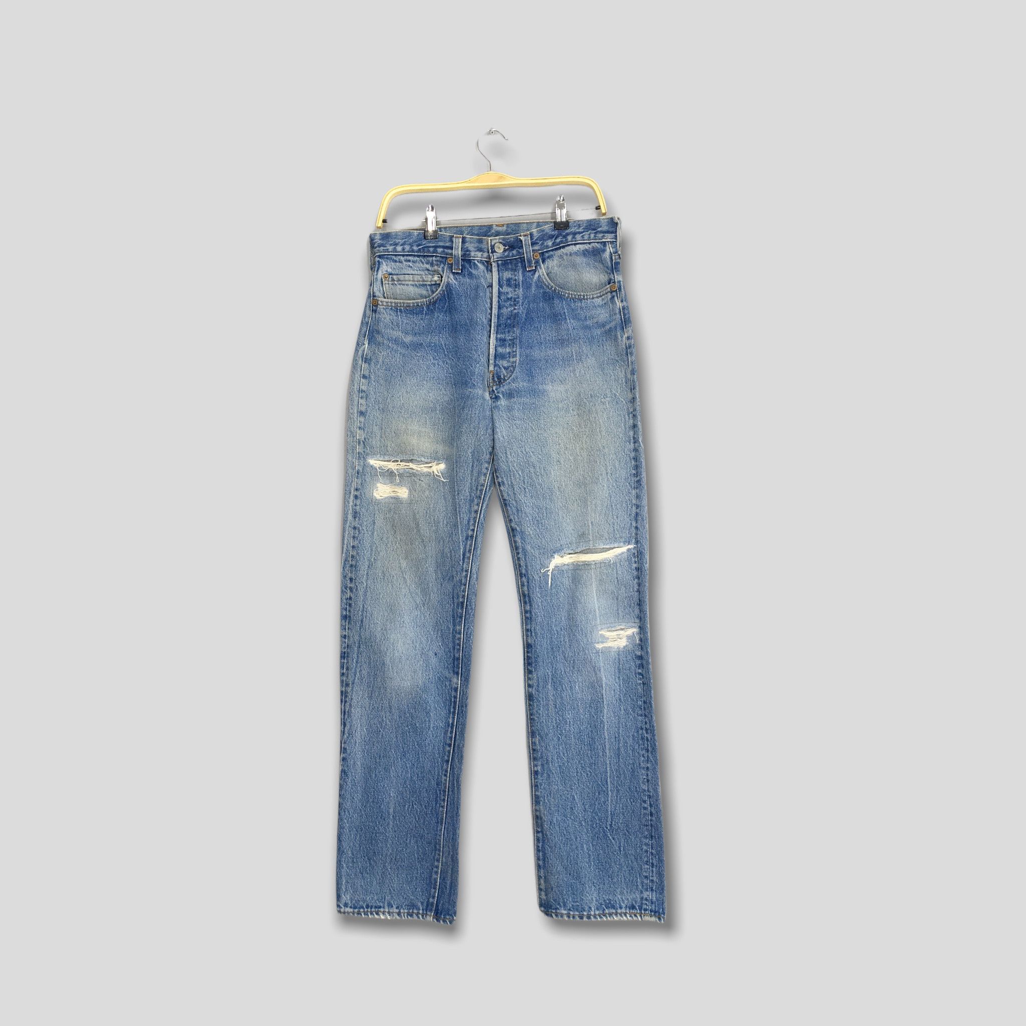 image of Size 30X33 Vintage 1980S Levi's 501 Distressed Ripped Jeans in Blue, Men's