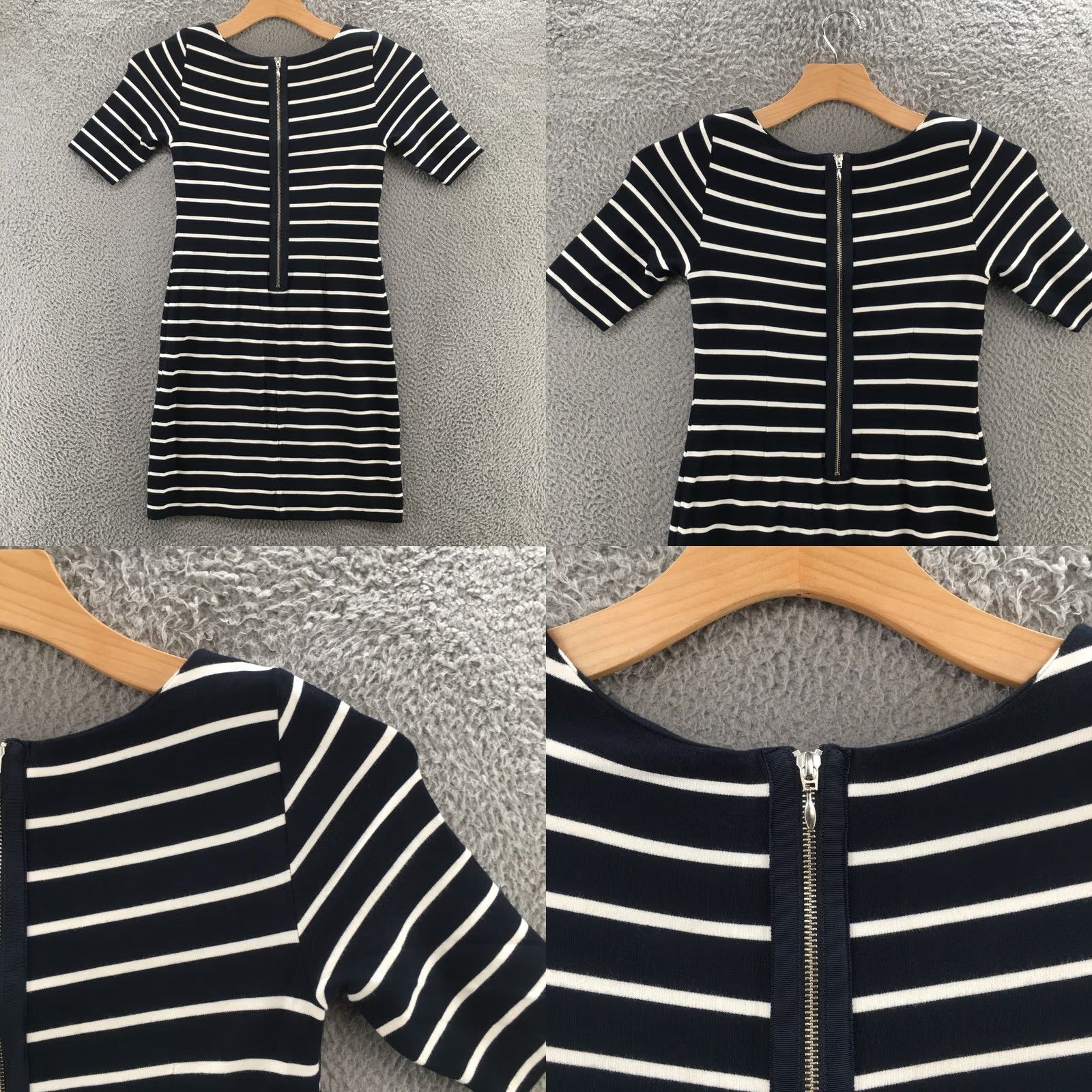 Banana Republic Banana Republic Bodycon Dress Womens Size 2 Black White Striped Short Sleeve Zip Back Size 26" / US 2 / IT 38 - 9 Thumbnail