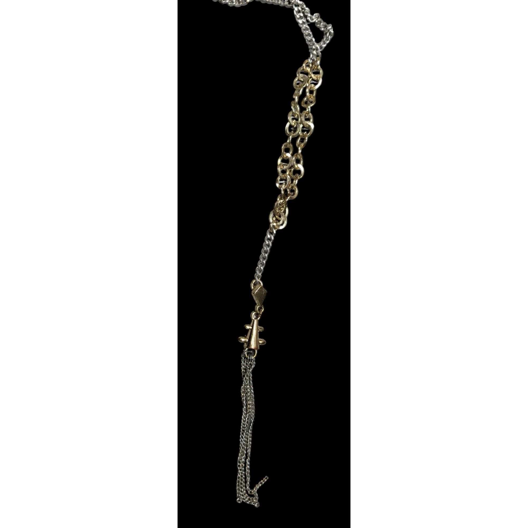 Bcbgmaxazria BCBGMAXAZRIA Metallic Punk Abstract Chain Tassel Necklace Size ONE SIZE - 3 Thumbnail