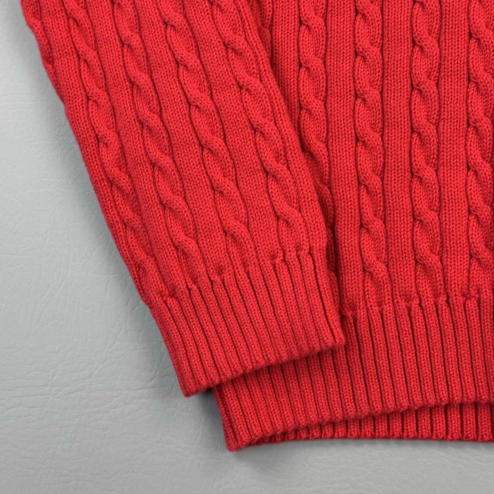 Ralph Lauren Vintage Lauren Ralph Lauren Sweater Women's Large V-Neck Cable Knit Pullover Y2K Red Cotton Knit Pullover 90s Classic Designer Outdoor Preppy Mens? Size L / US 10 / IT 46 - 2 Thumbnail