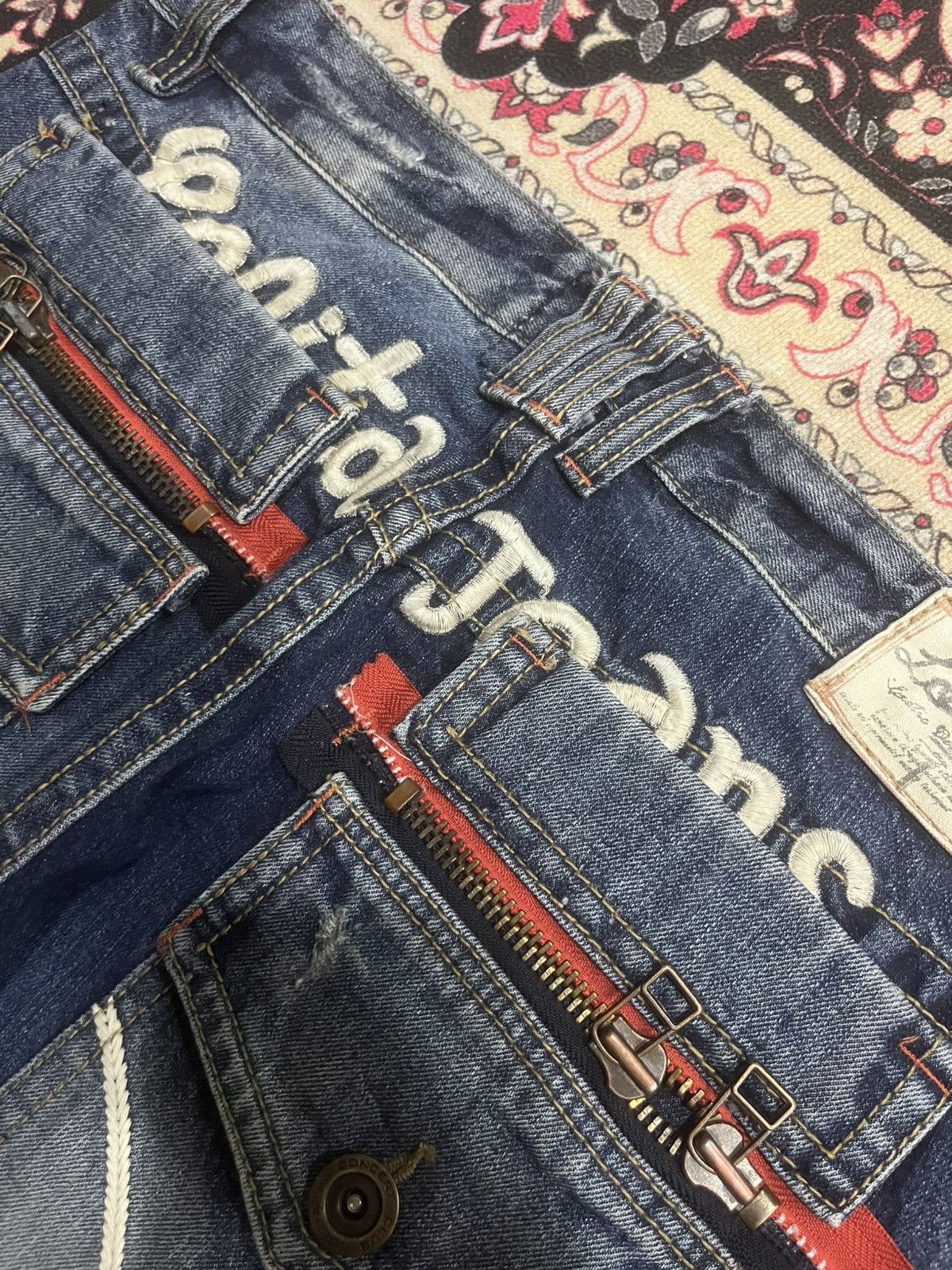 Hysteric Glamour Vintage Japanese Lolita Slogan Clawmark Ripped Loose Jeans Size US 34 / EU 50 - 8 Thumbnail