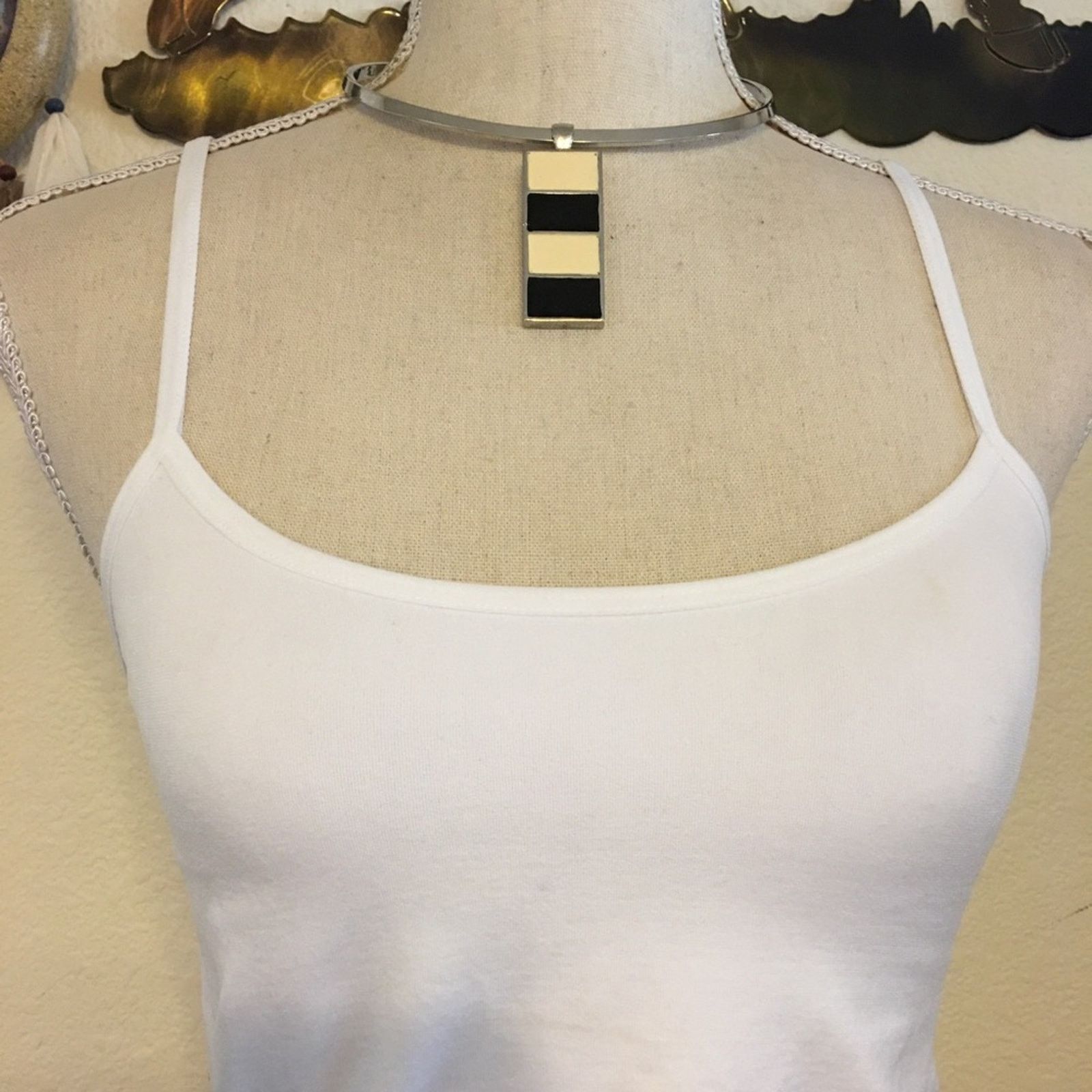 Jewelry Black and cream enamel pendant on silver choker Size ONE SIZE - 3 Thumbnail