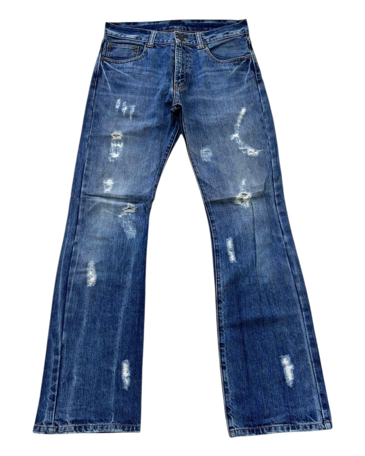 Vintage Skulls Ripped Japanese Denim Flare Jeans PPFM style