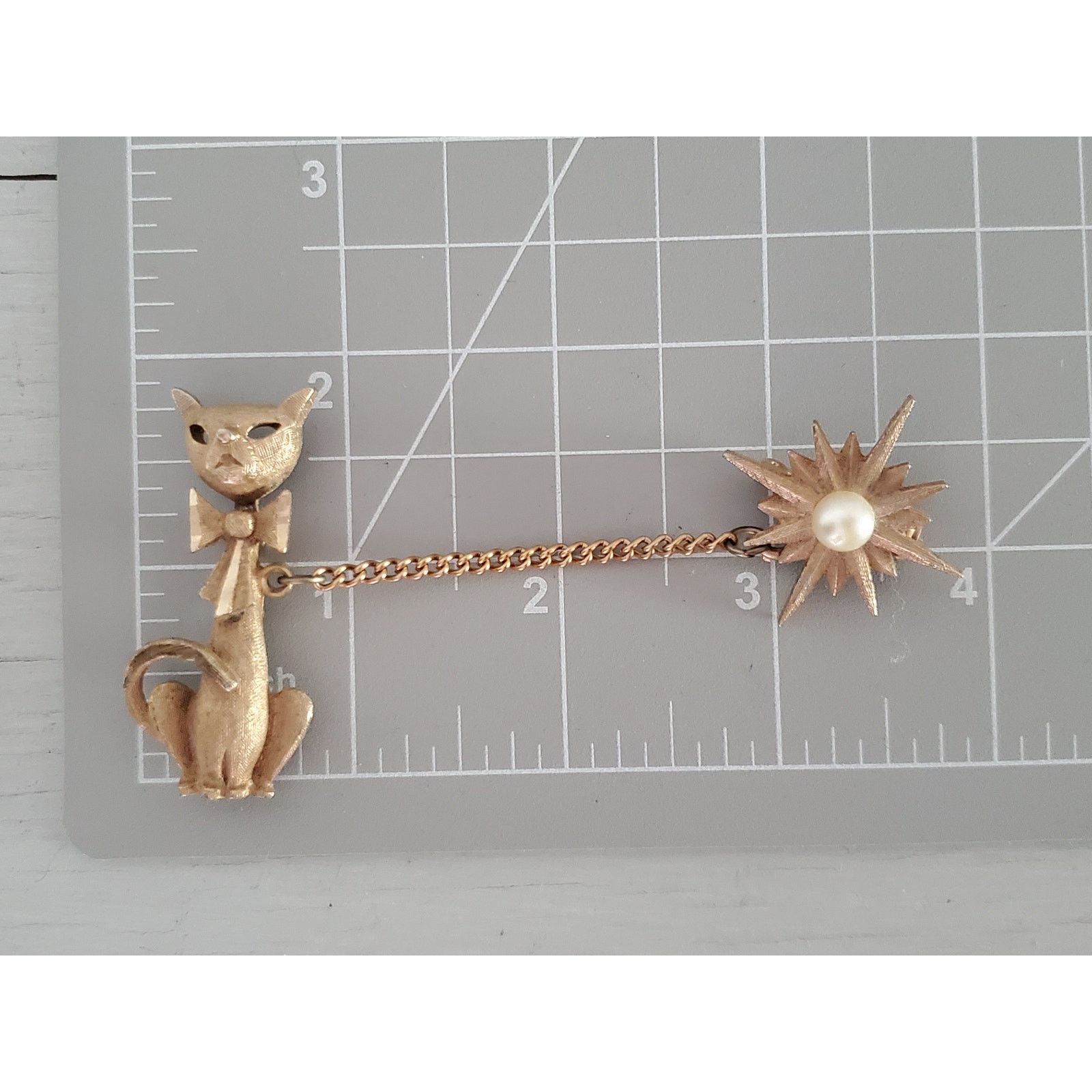 Other Vintage MCM Cat Star Burst Sweater Chatelaine Brooch Pin Size ONE SIZE - 5 Thumbnail