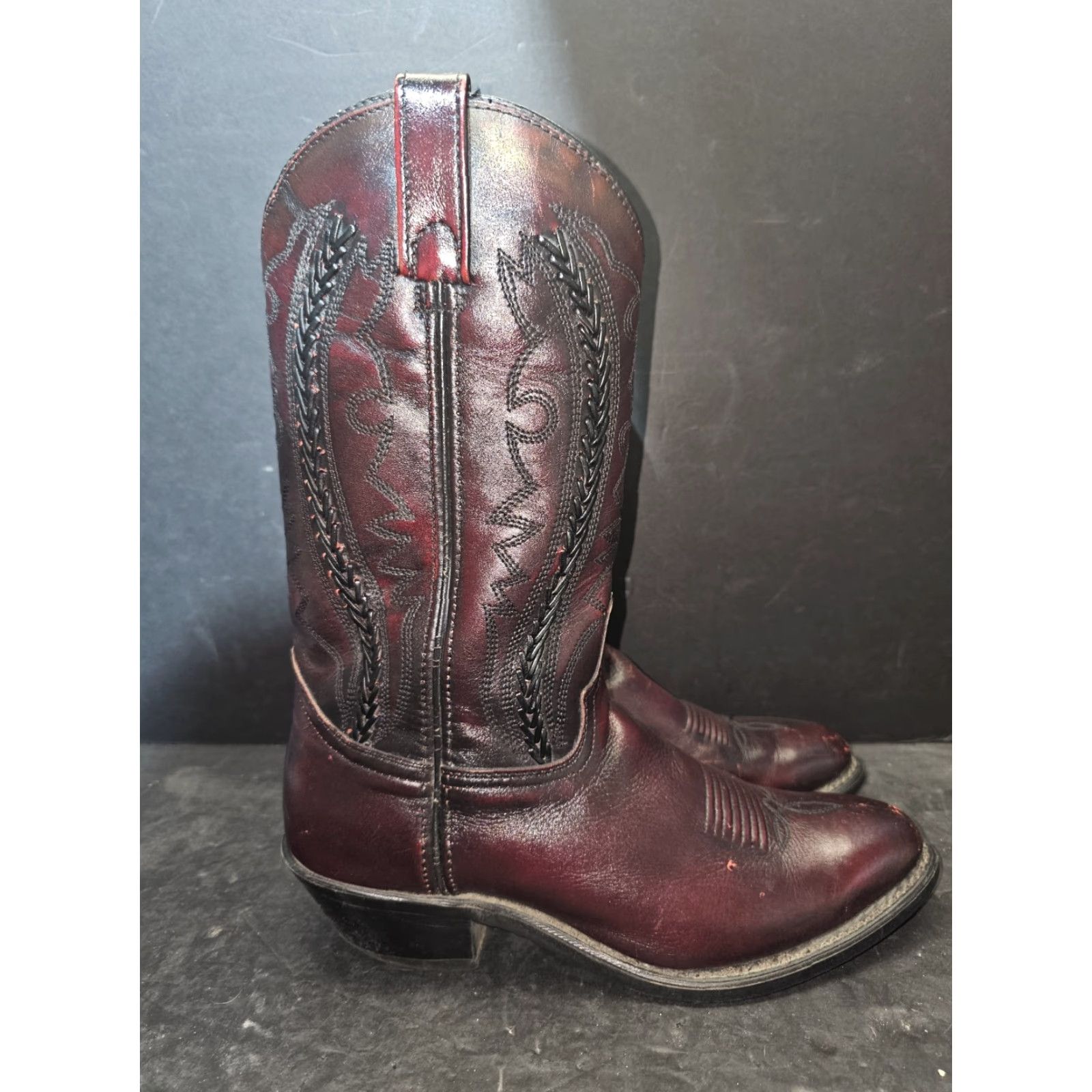 Vintage VINTAGE Abilene Cherry Leather Cowboy Western Boots Men’s Size 8.5 Style 6441-D - Cherry - Boots - Western - Leather - Men - Vintage 6441-D Size US 8 / EU 41 - 6 Thumbnail