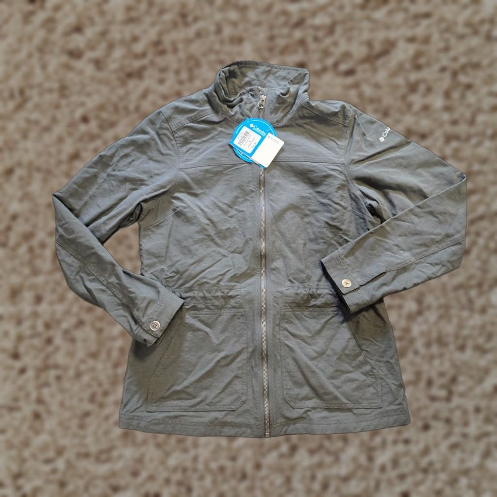 Vintage Columbia Jacket Women Size Medium Gray Waterproof Canvas Full Zip Outdoor Casual Size M / US 6-8 / IT 42-44 - 1 Thumbnail