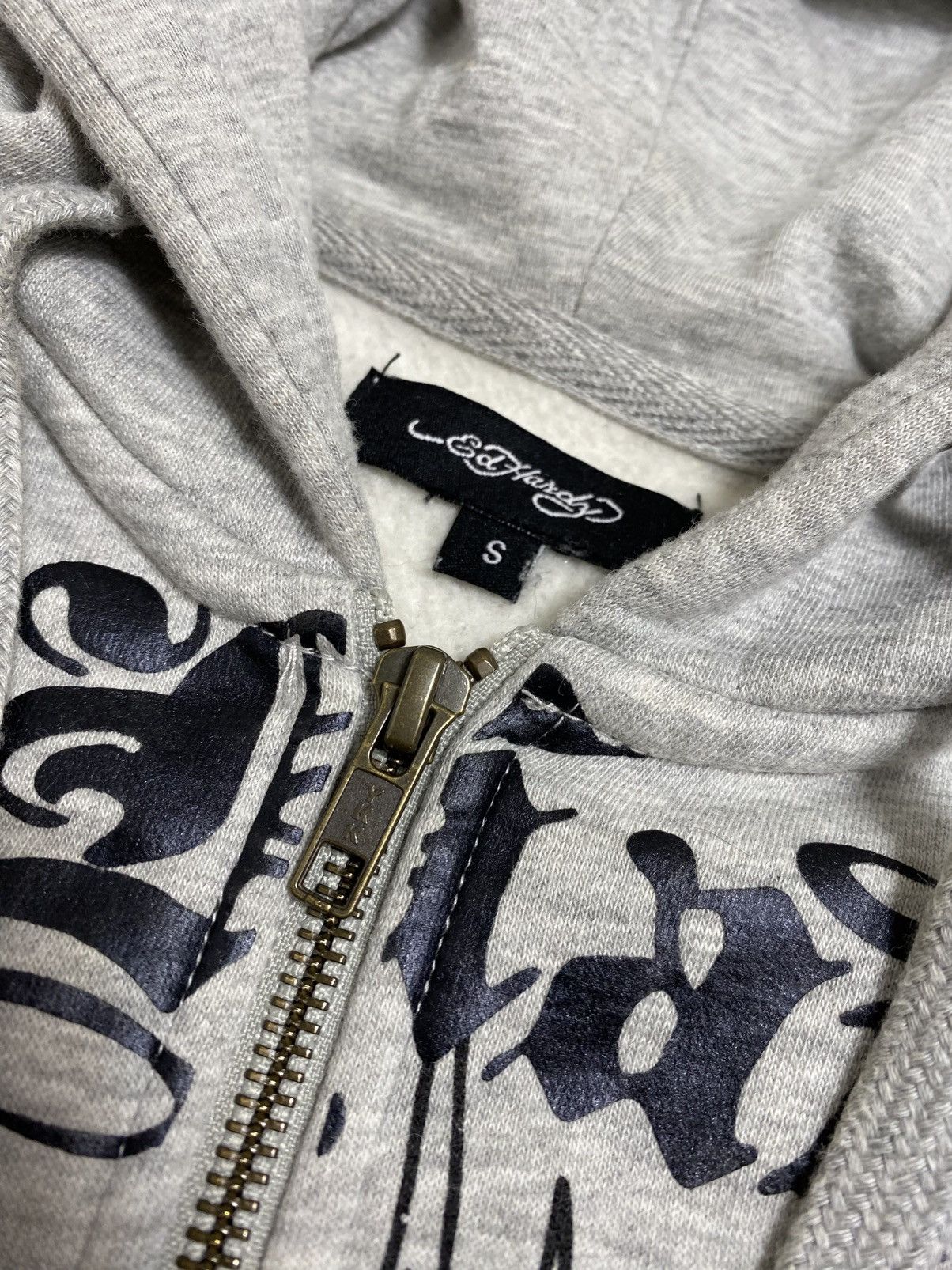 Ed Hardy Ed Hardy Y2K Grey Cropped Tattoo Graphic Zip-Up Hoodie S Size S / US 4 / IT 40 - 3 Thumbnail