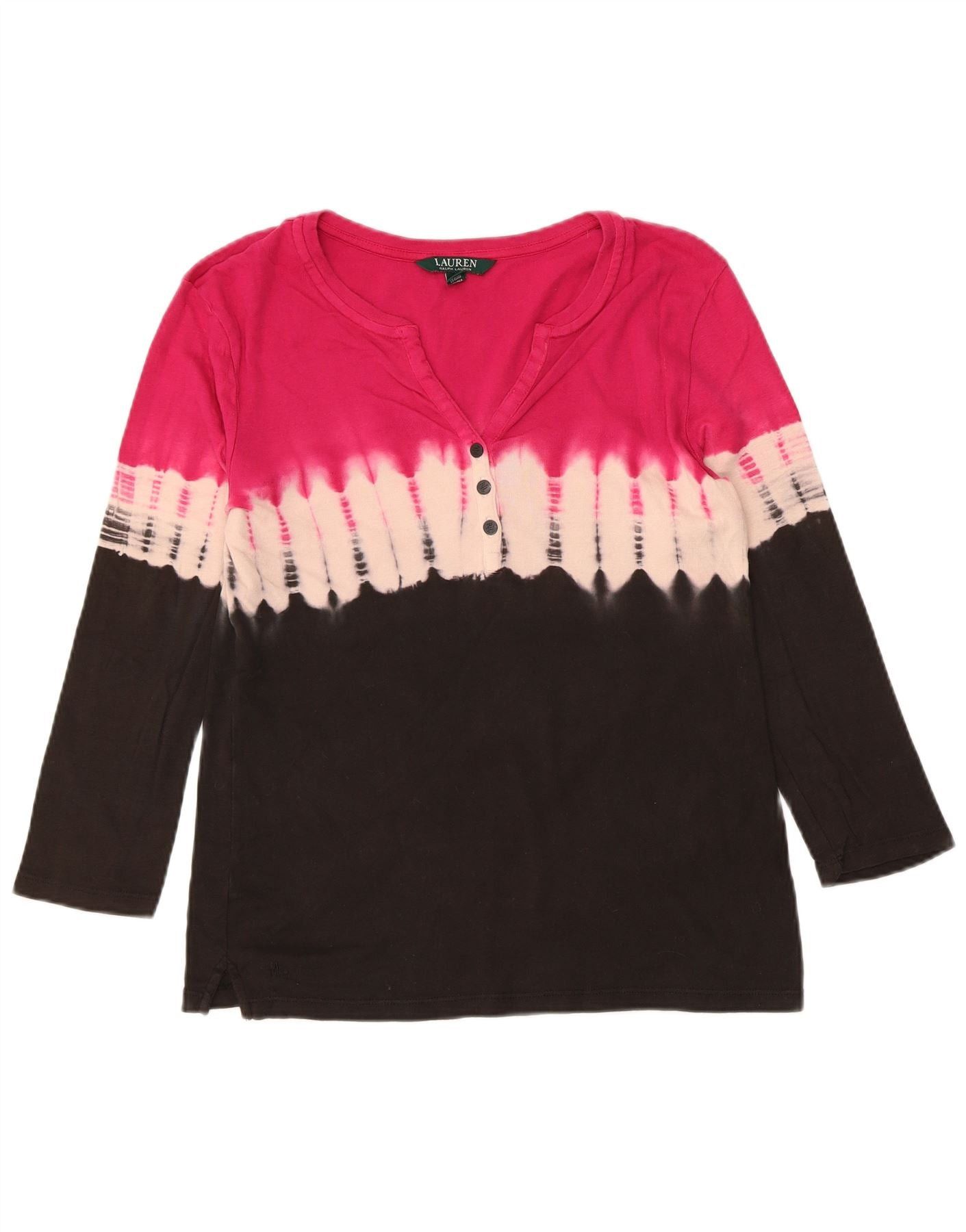 Ralph Lauren Womens Top 3/4 Sleeve UK 14 Large Black Colourblock Size XS / US 0-2 / IT 36-38 - 1 Thumbnail