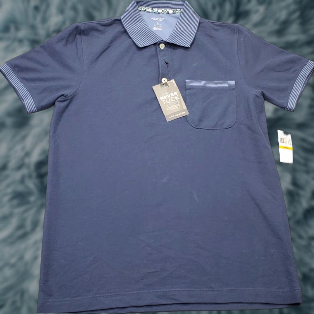 Van Heusen Van Heusen Polo Shirt Mens S Blue Collared Easy Care Stretch NWT Regular Shirt Size US S / EU 44-46 / 1 - 1 Thumbnail