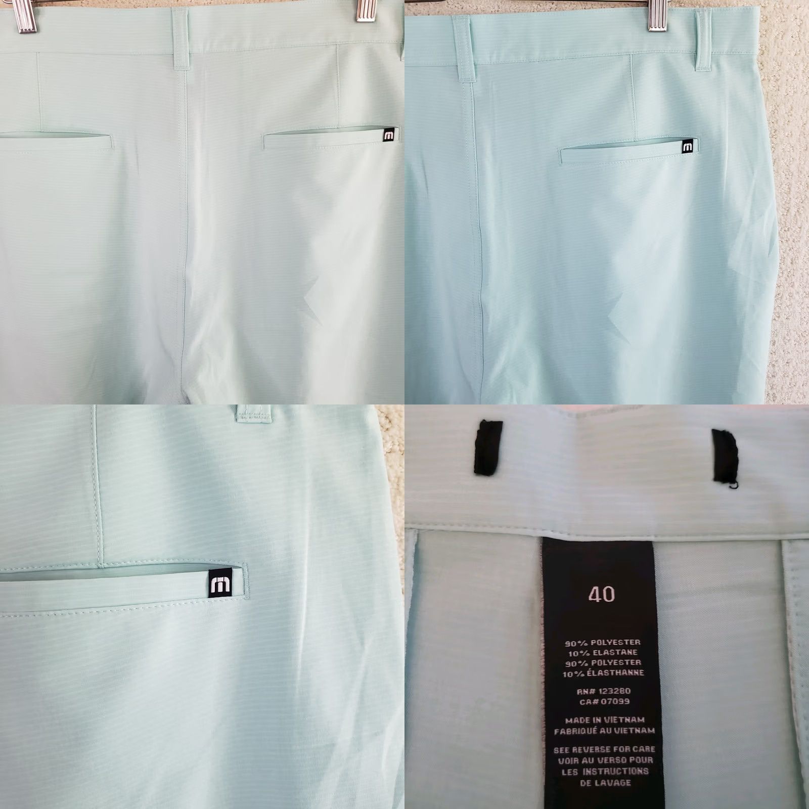 TravisMathew Travis Mathew Chino Shorts Mens 40x10 Aqua Blue Stretch Wrinkle Resistant Casual Travel Pockets Size US 40 / EU 56 - 8 Thumbnail