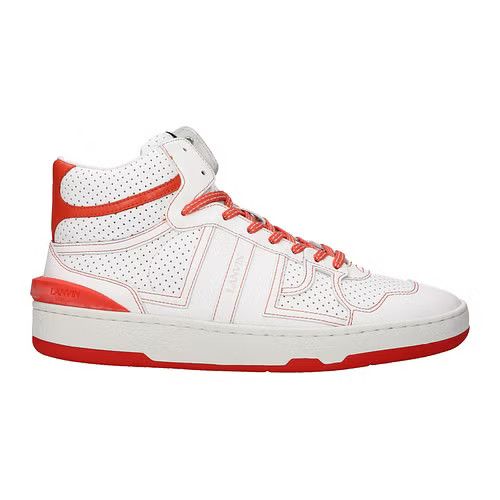 image of Lanvin Ob1O1E0424 Hi Top Sneakers In White / Red in White/Red, Men's (Size 11)
