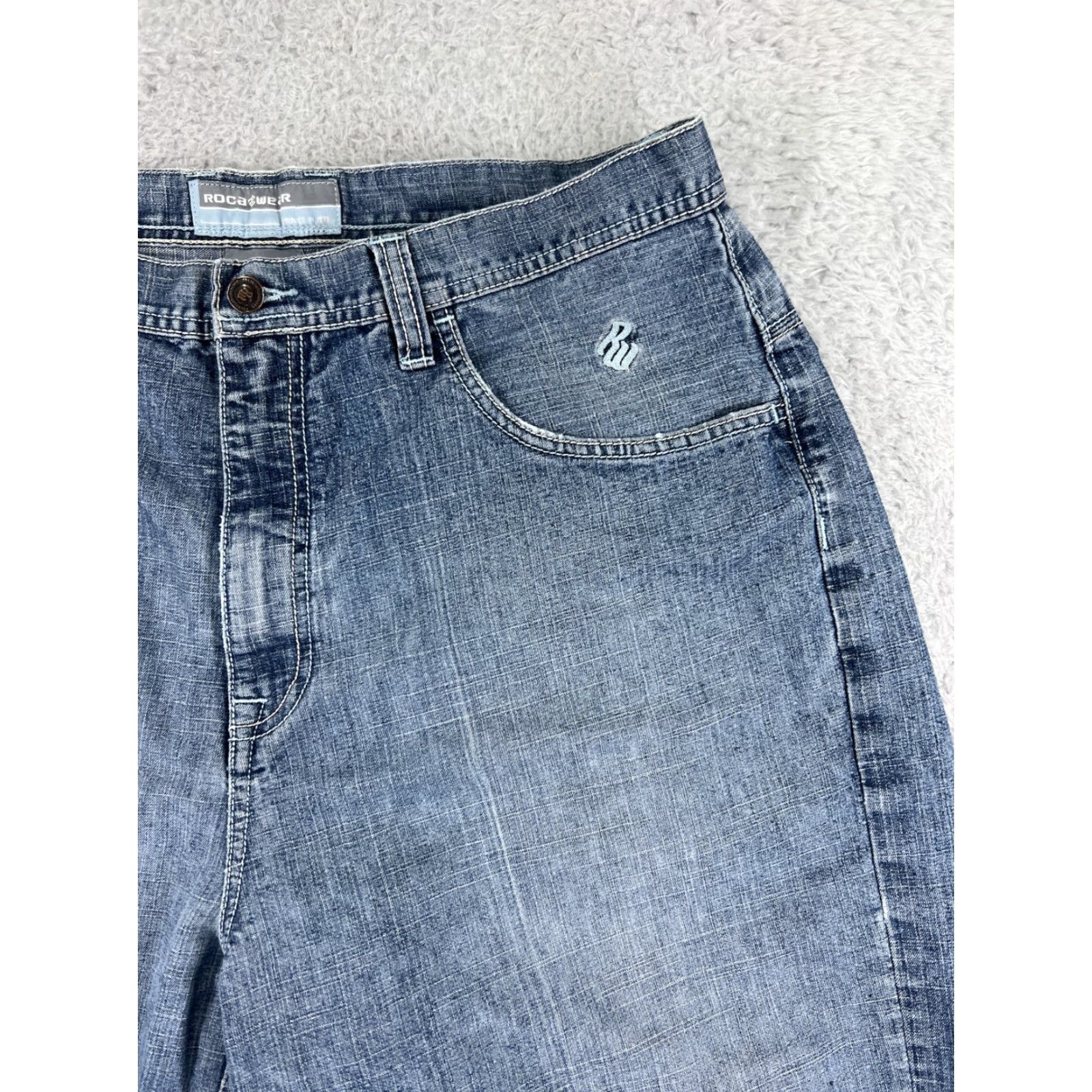 Rocawear VINTAGE Rocawear Shorts Womens 38W Blue Denim Distressed Embroidered Ramie Blend Jeans Short Size 26" / US 2 / IT 38 - 5 Thumbnail