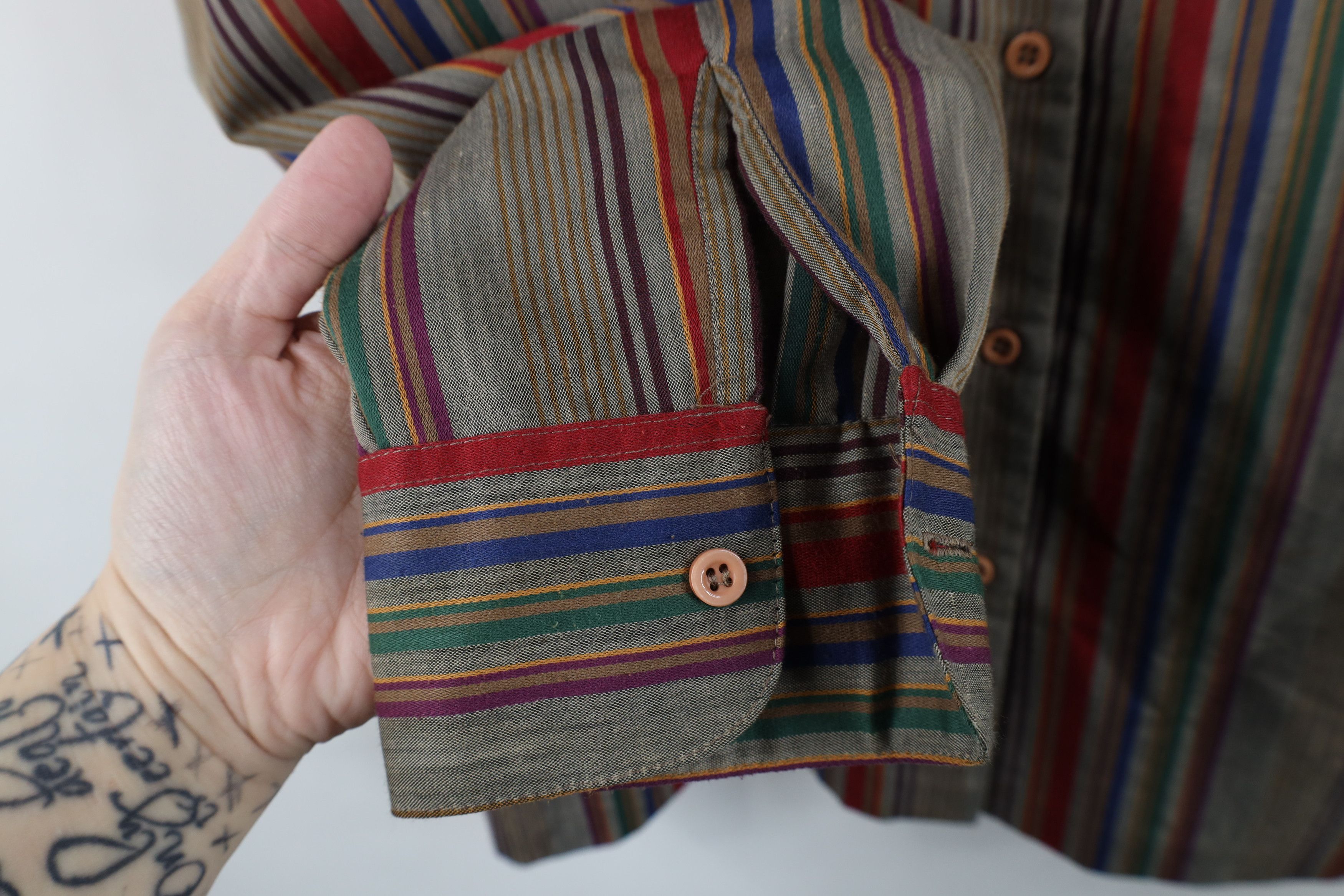 Vintage Vintage 70s Streetwear Striped Collared Button Shirt USA Size XS / US 0-2 / IT 36-38 - 5 Thumbnail
