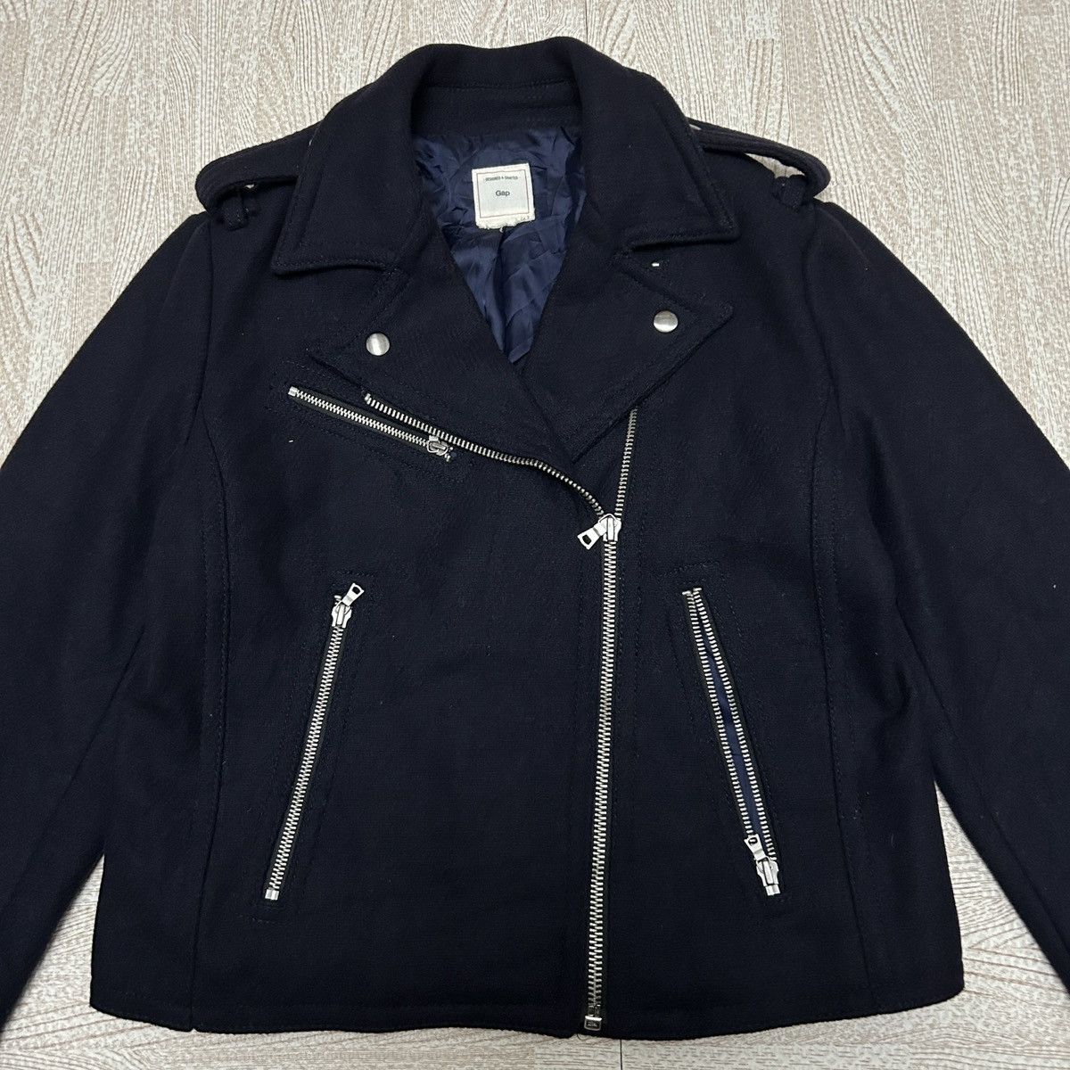Gap × Vintage Gap Jacket Navy wool biker jacket. Zipped Size XS / US 0-2 / IT 36-38 - 3 Thumbnail