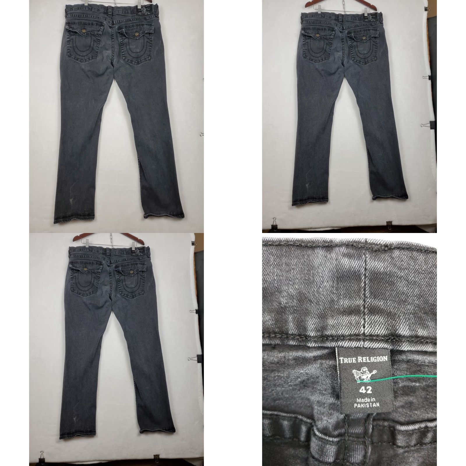 True Religion VINTAGE True Religion Ricky BLACK Jeans 42 Relaxed Straight Mens 5-Pocket Zipper Closure Black Logo USA 90s? Size US 42 / EU 58 - 9 Thumbnail