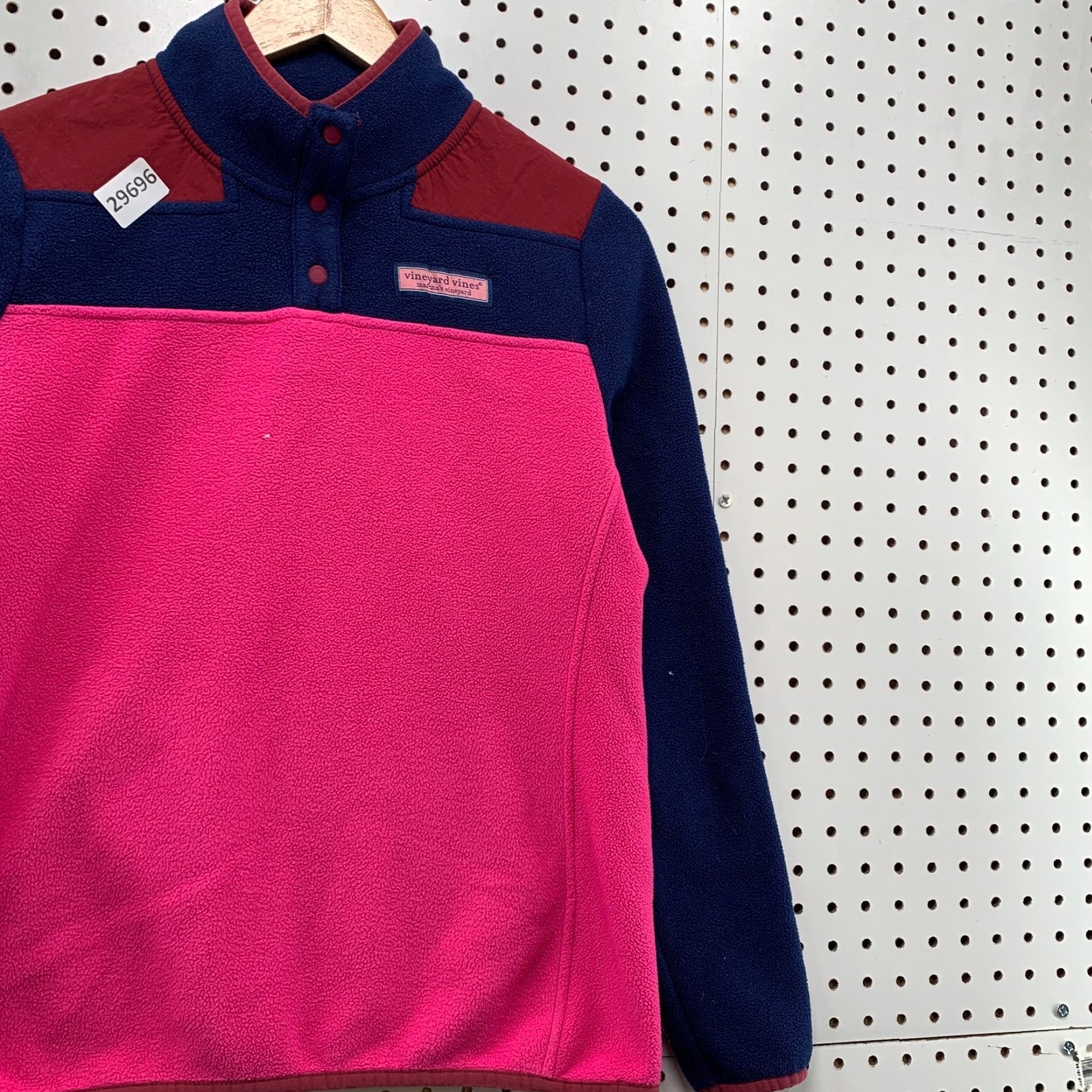 Vineyard Vines VINEYARD VINES Sweater - 1/4 Snap Fleece Pullover Womens XS Pink Blue Color Block Knit, Long Sleeve, Collared, 20x23.5 Size XS / US 0-2 / IT 36-38 - 4 Thumbnail