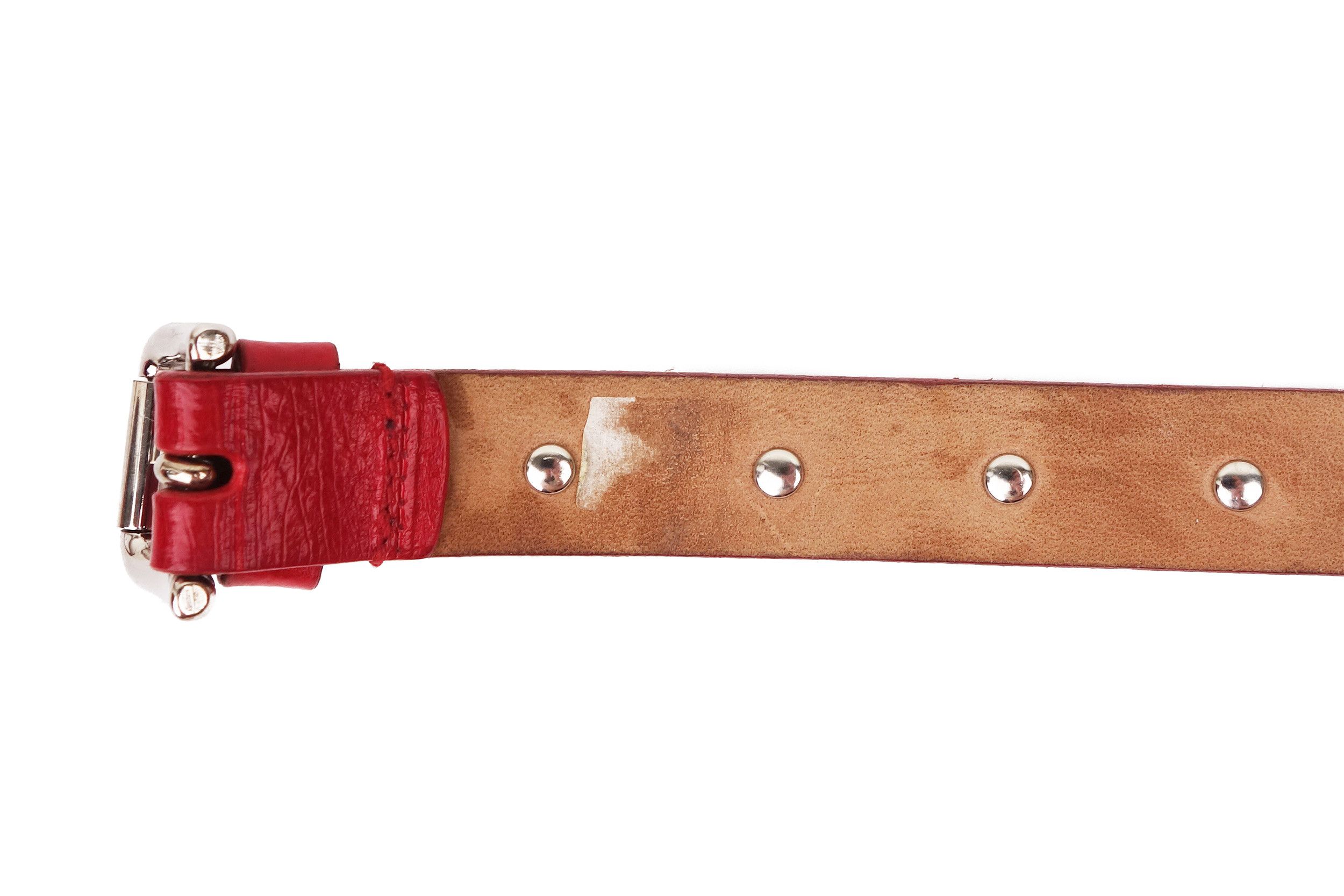 Dolce & Gabbana Dolce Gabbana Red Leather Belt Studded Rhinestone Crystal 36 Size ONE SIZE - 11 Thumbnail