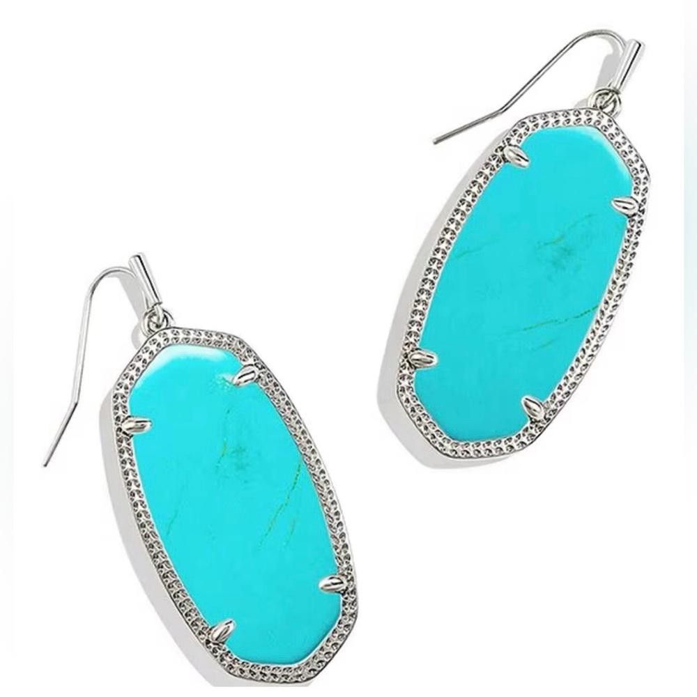 Kendra Scott Kendra Scott Dani Turquoise Blue Magnesite Silver Earrings Size ONE SIZE - 1 Thumbnail