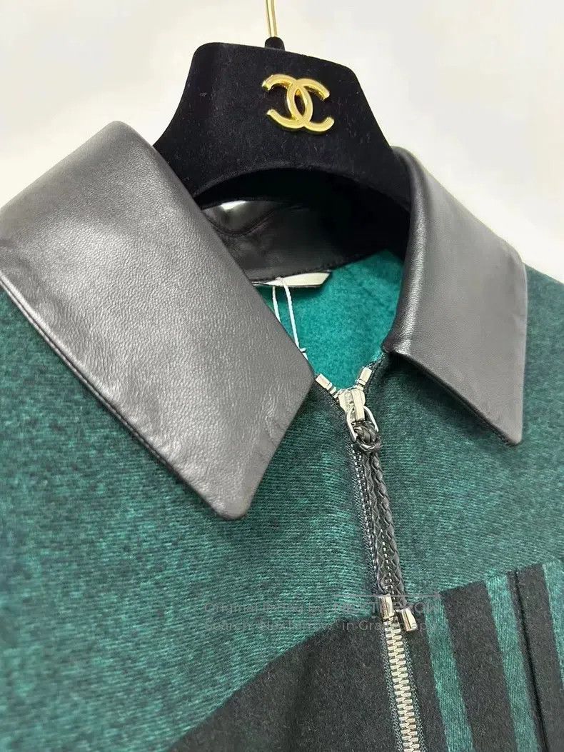 Hermes Hermes Black and green striped print cashmere coat Size XS / US 0-2 / IT 36-38 - 3 Thumbnail