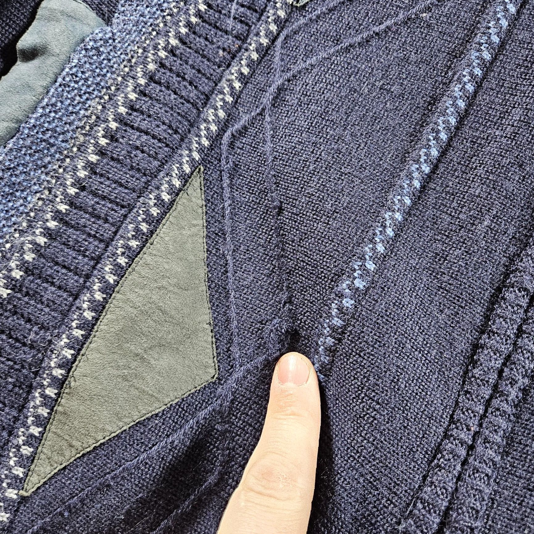Vintage Werther International Sweater Mens Large Blue Full Zip Mock Neck Geometric Knit Size US L / EU 52-54 / 3 - 5 Thumbnail