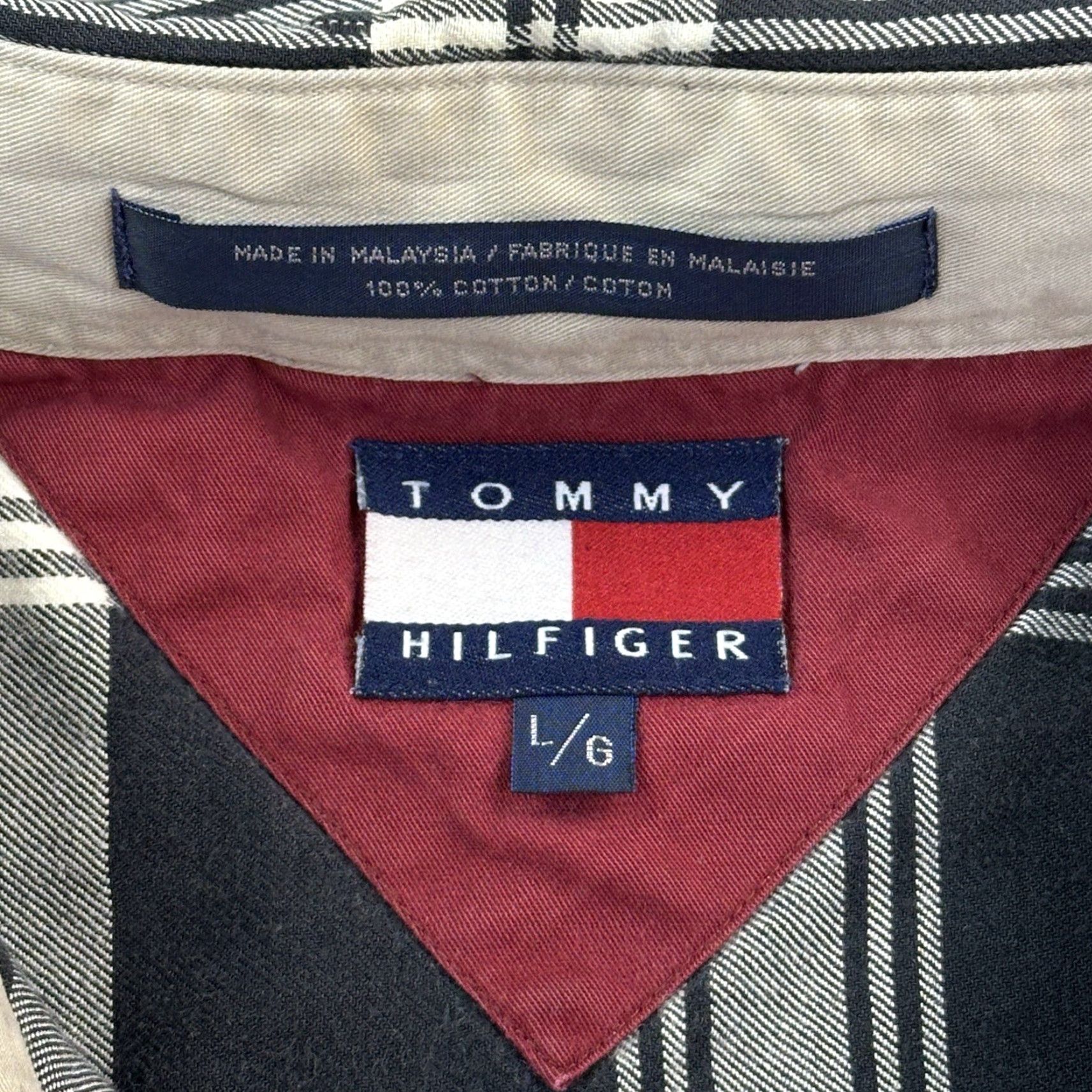 Tommy Hilfiger Vintage Tommy Hilfiger Shirt Mens Large Black White Plaid Crest Logo 90s Size US L / EU 52-54 / 3 - 6 Thumbnail