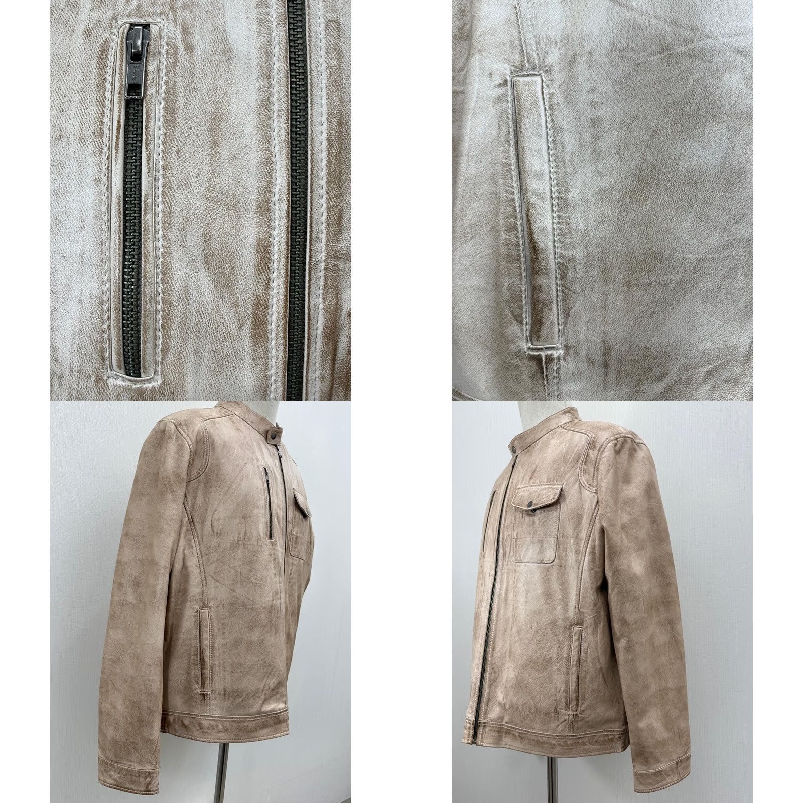 Vintage VINTAGE Men's Italian Sheepskin Genuine Leather Jacket Premium Soft Beige Coat Size L Size US L / EU 52-54 / 3 - 8 Thumbnail