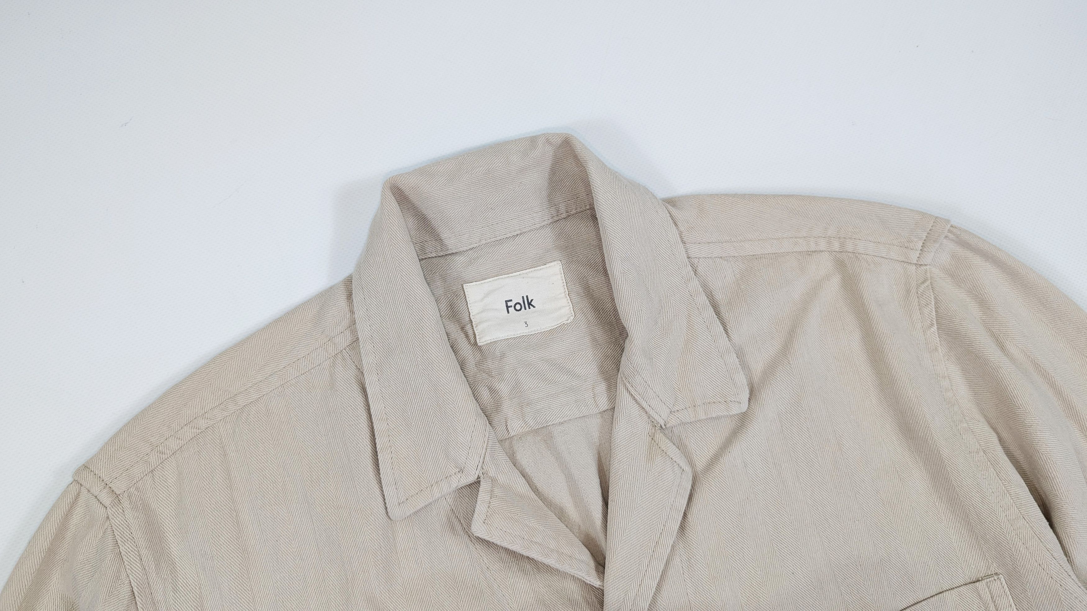 Folk Folk Beige Cotton Overshirt Size 3 M Size US M / EU 48-50 / 2 - 3 Thumbnail