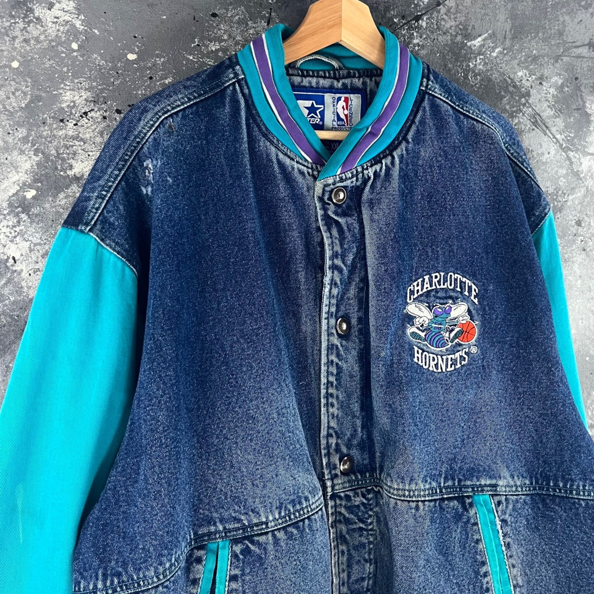 NBA × Starter × Vintage Vintage Charlotte Hornets varsity jacket Size US XXL / EU 58 / 5 - 3 Thumbnail