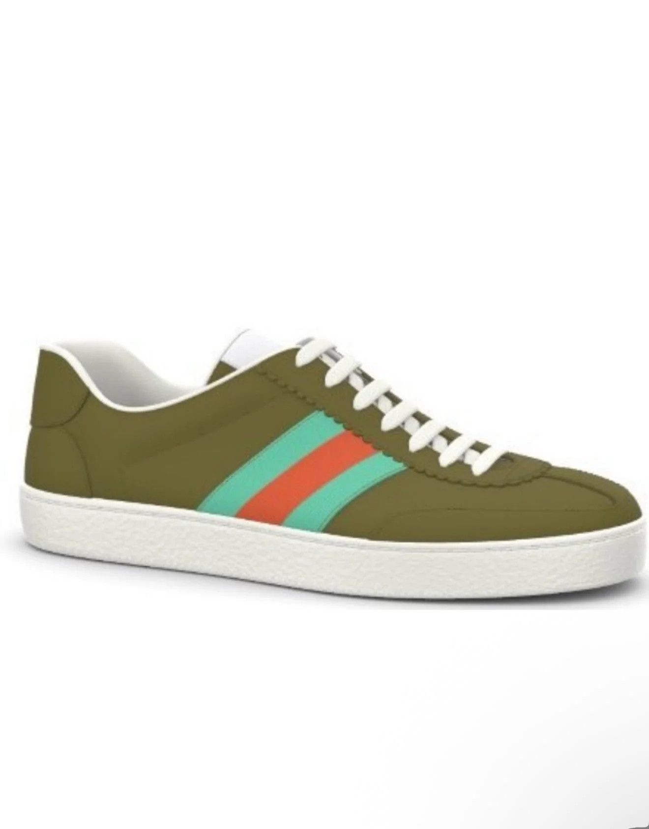 o1mt1gz0226 Gucci Web Leather Sneakers in Green