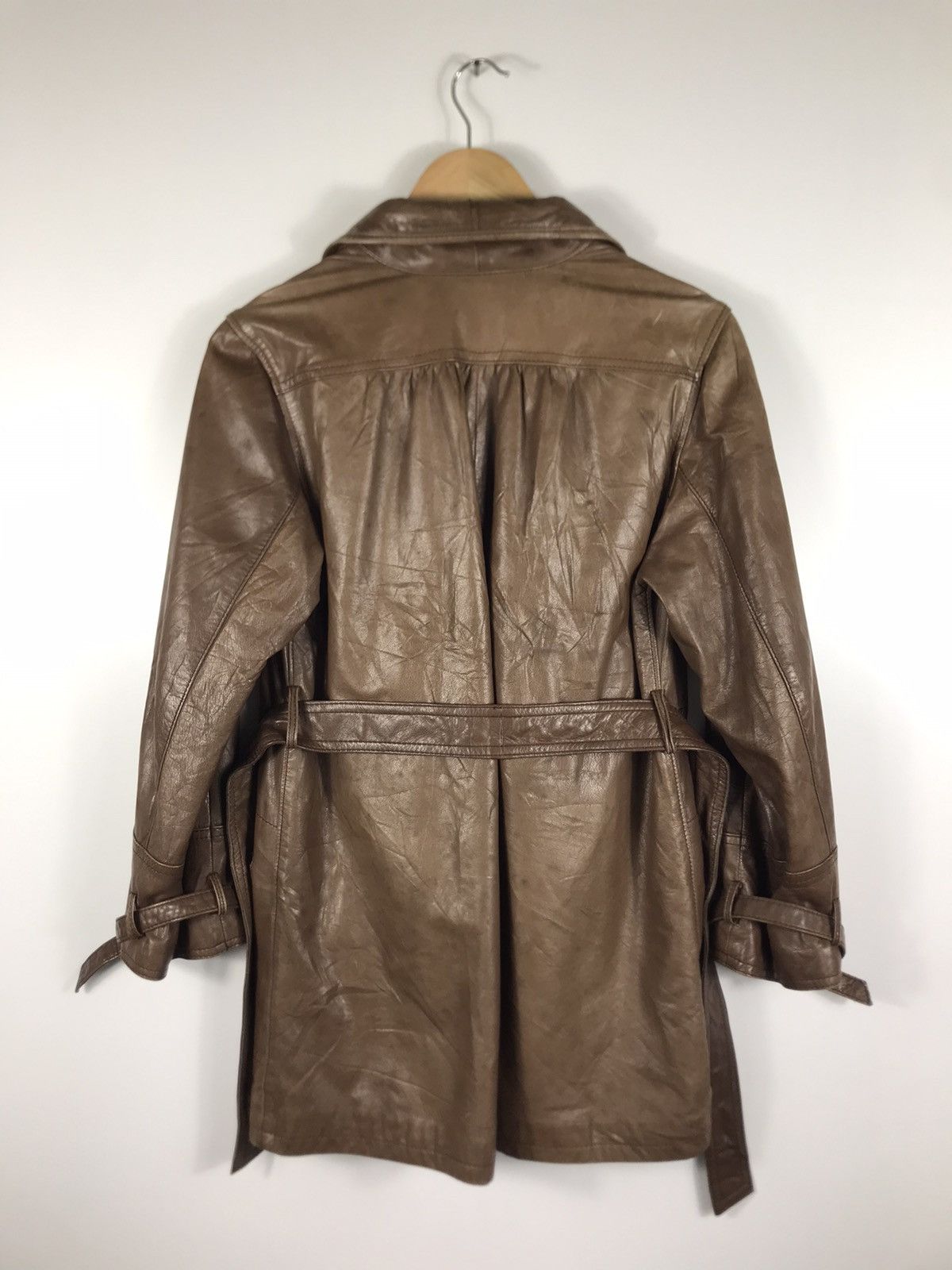 Genuine Leather ⚡️Vintage Duffle Leather Trench Coat Jacket Size M / US 6-8 / IT 42-44 - 11 Thumbnail