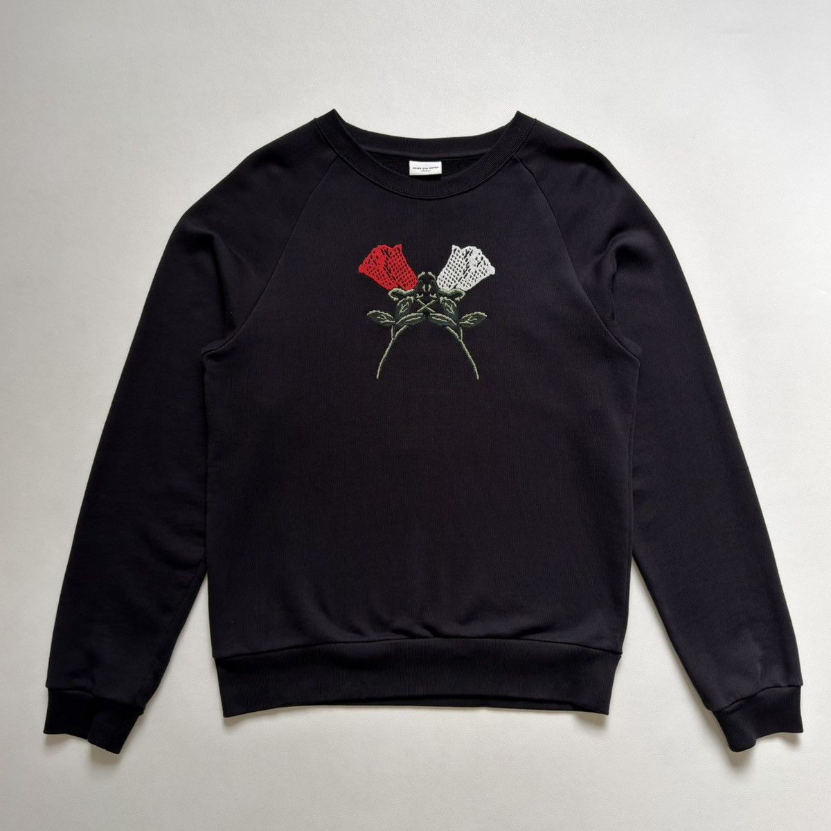 Dries Van Noten ‘Rose Embroidered’ Black Cotton Sweatshirt Size US M / EU 48-50 / 2 - 12 Thumbnail