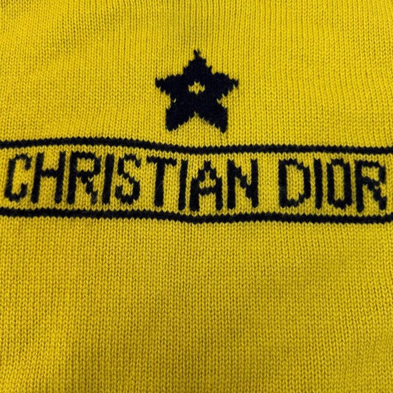 Dior Dior Size 38 Light yellow five-pointed cashmere short-slee Size US XS / EU 42 / 0 - 7 Thumbnail