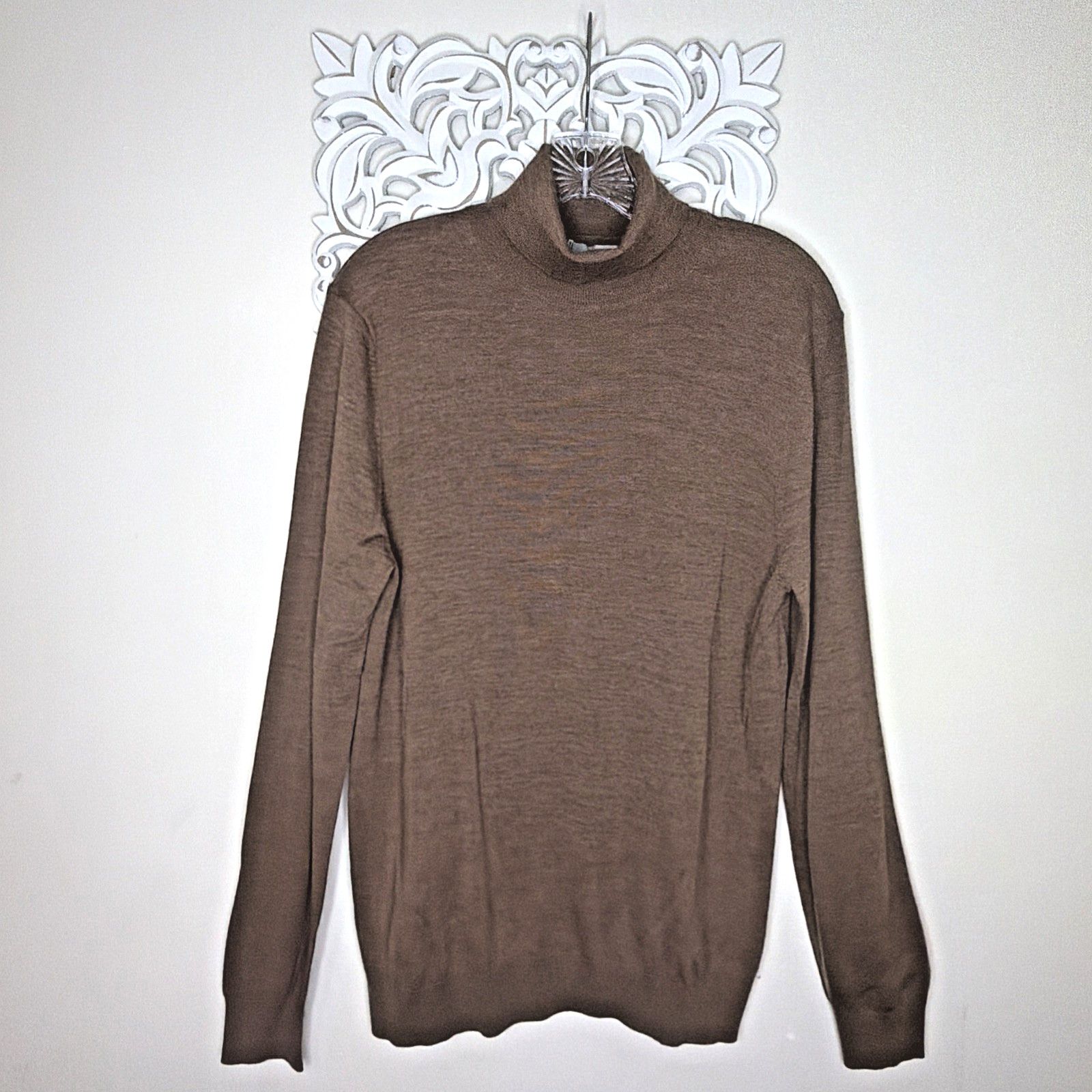 MNG MAN size Medium Extrafine Merino Wool Rolled Neck BROWN