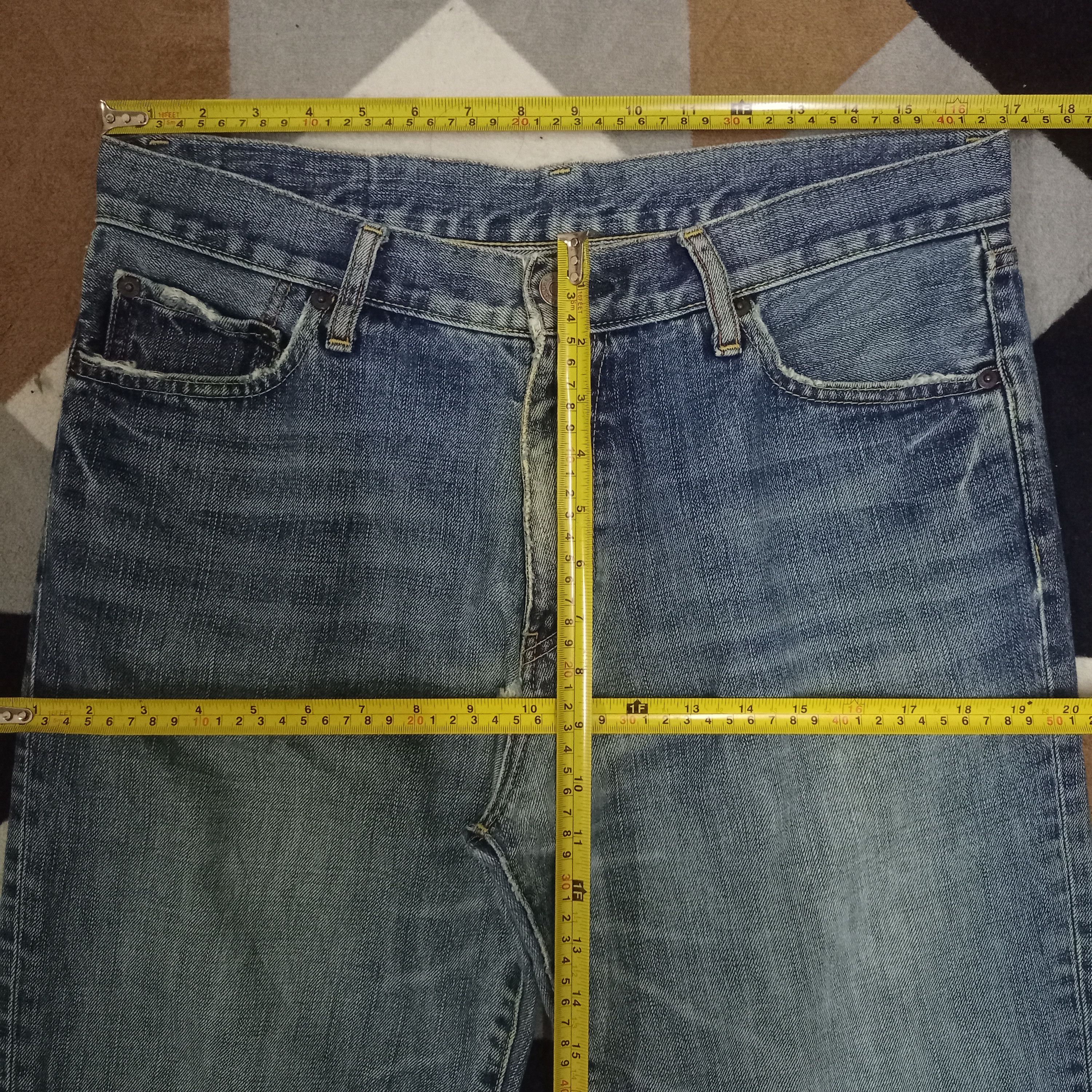 Japanese Brand × Uniqlo S002 Vintage Uniqlo Blue Wash Distressed Baggy Jeans Size US 34 / EU 50 - 7 Thumbnail