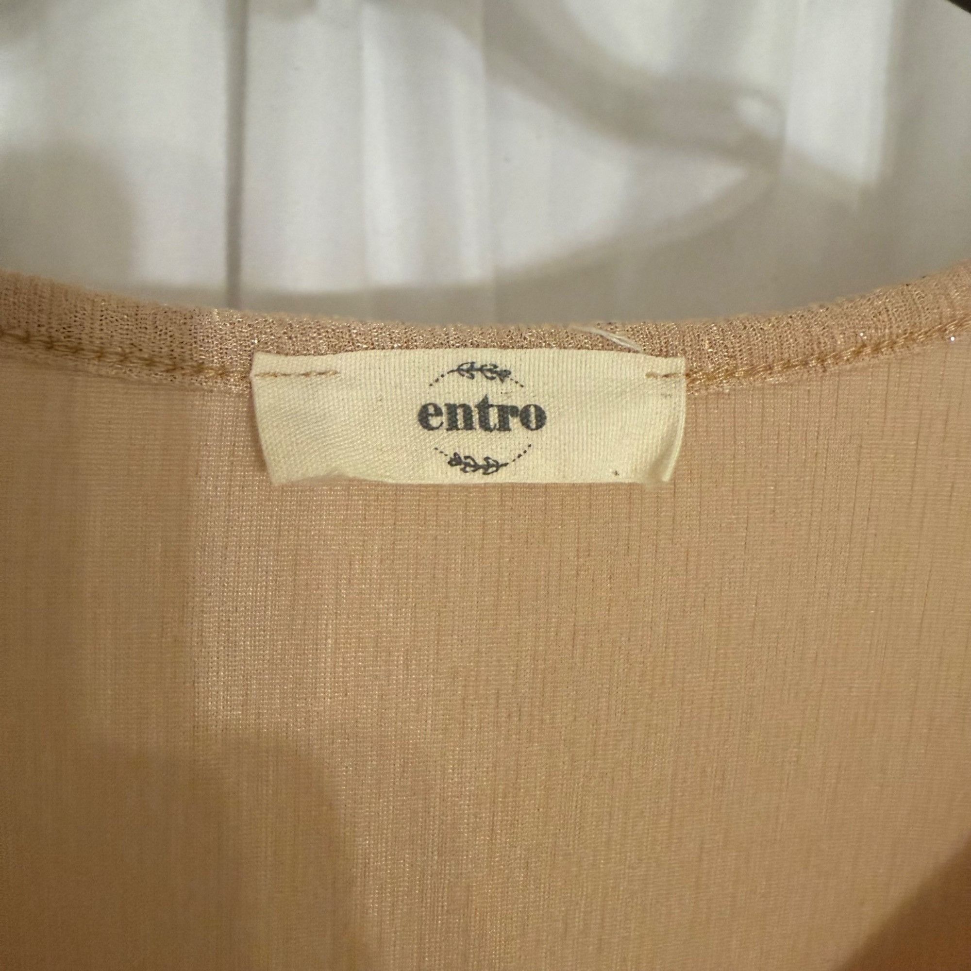 Other Entro Womens Small Ruched Drawstring Gold Glitter Blouse Size S / US 4 / IT 40 - 4 Thumbnail