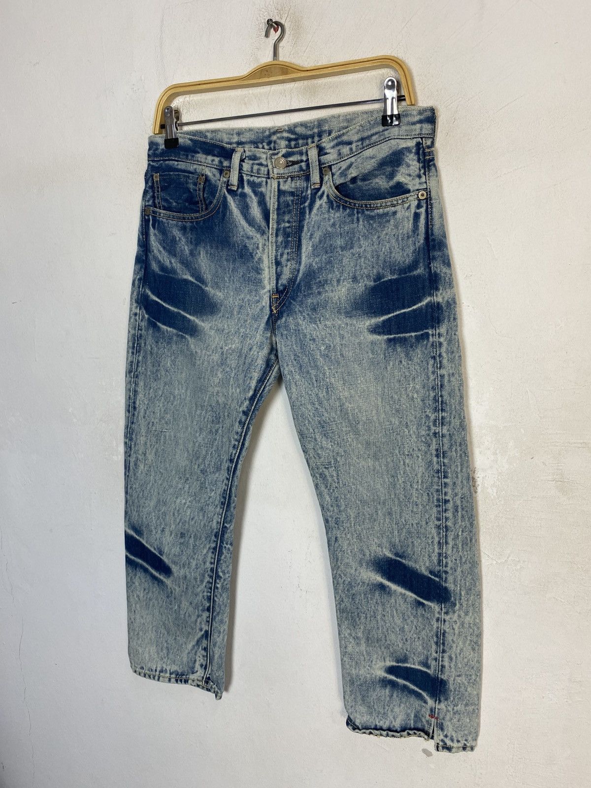 Levi's 90s Levi's Acid Wash Cropped Denim Cotton Hemp Buttonfly 31 Size US 31 - 4 Thumbnail
