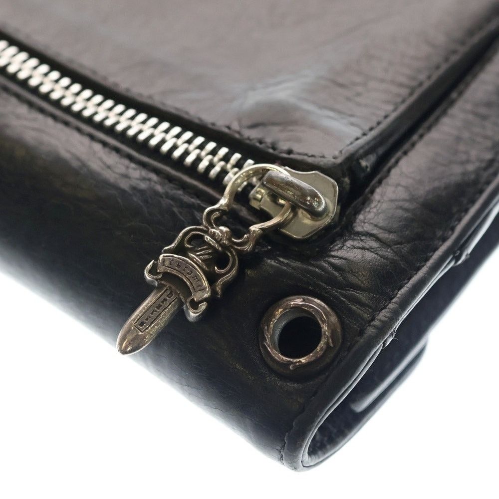 Chrome Hearts Chrome Hearts Wave BS Flare Leather Wallet Black Size ONE SIZE - 6 Thumbnail