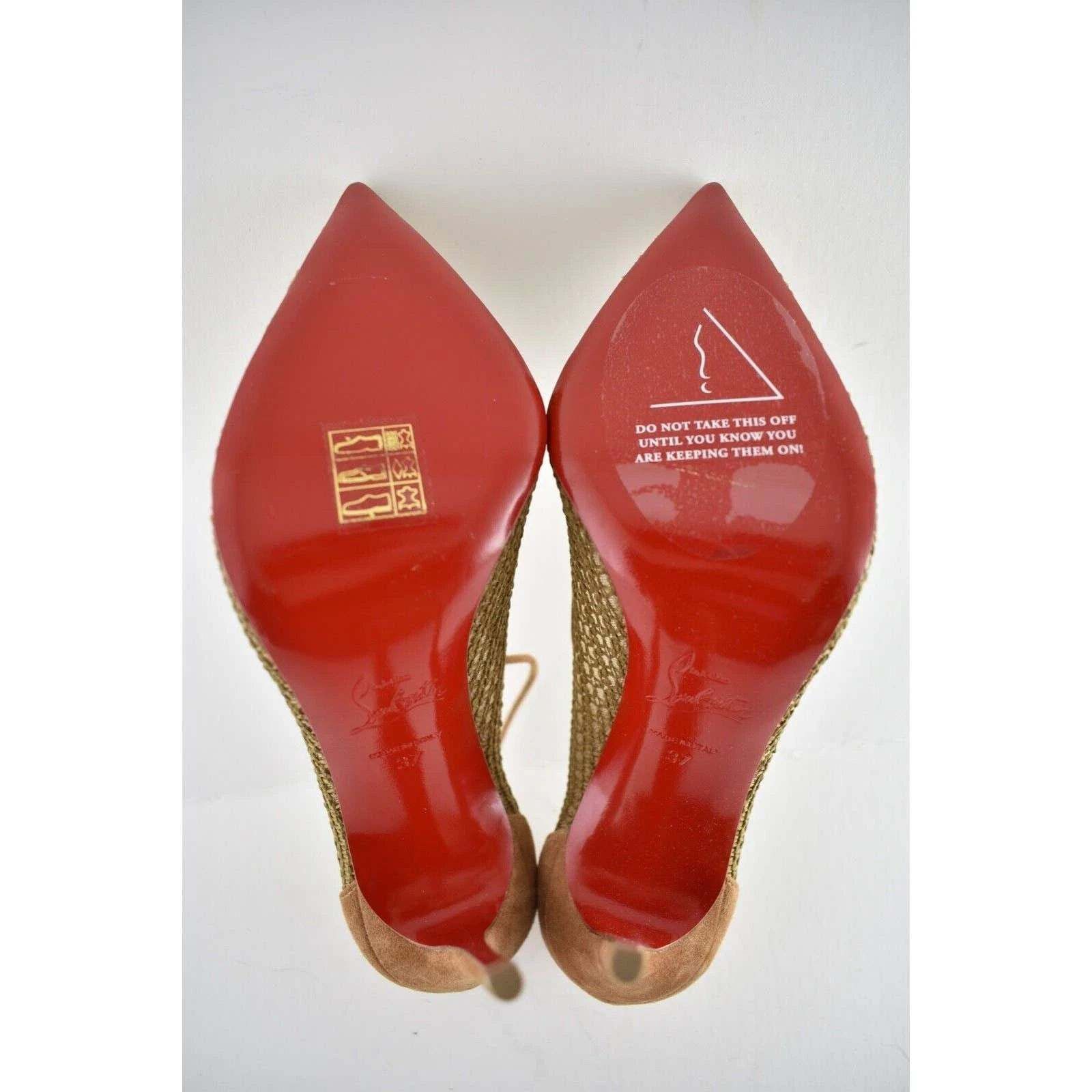 Christian Louboutin Peropik 100 Biscotto Brown Suede Lace Up Tie Heel Pump 37 Size US 7 / IT 37 - 12 Thumbnail