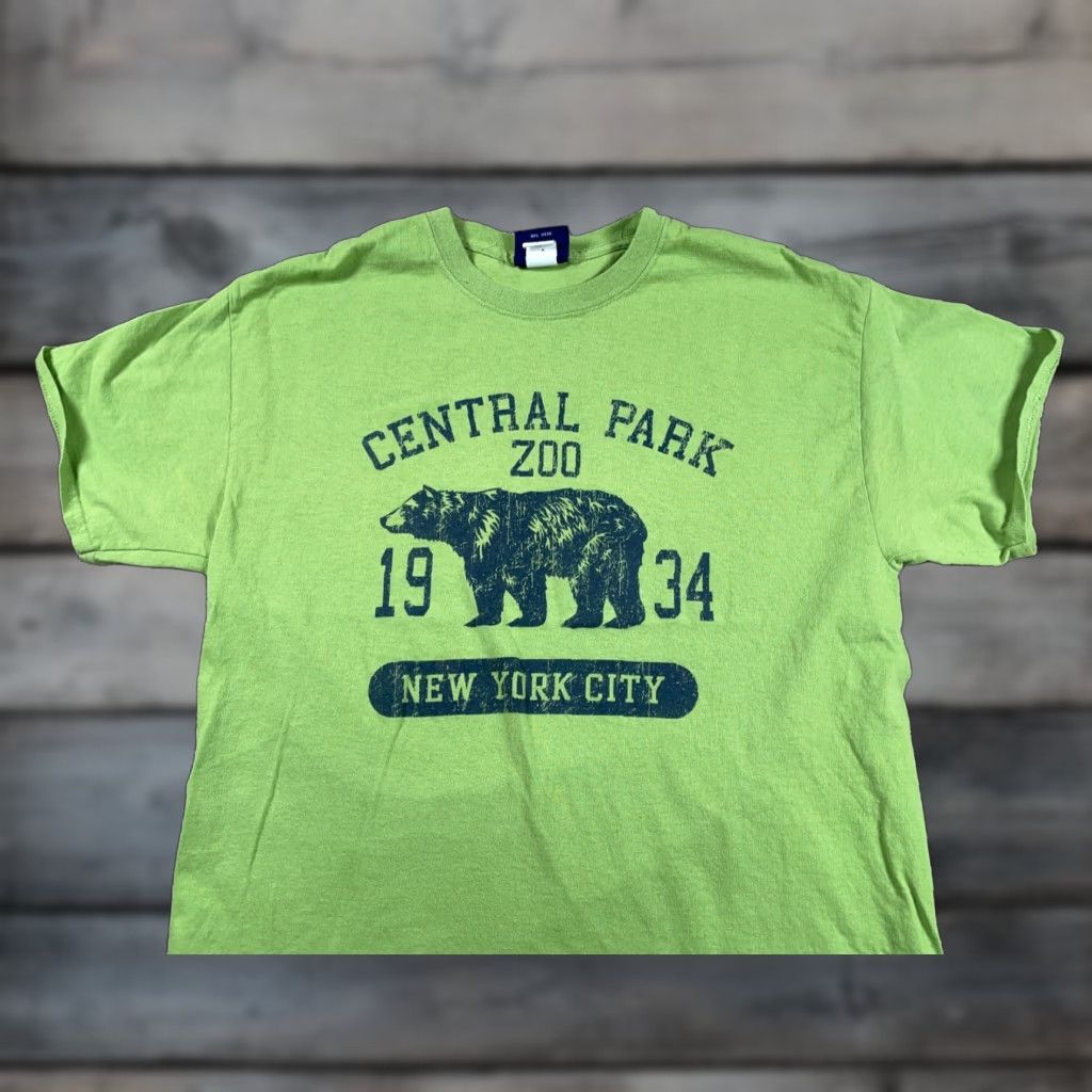 Vintage MV Sport T-Shirt Adult Large Green New York City Central Park Bear Print Mens Size US L / EU 52-54 / 3 - 1 Thumbnail