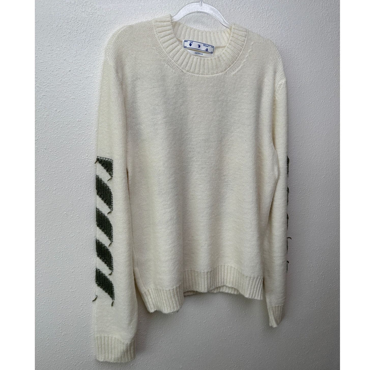 Off-White Off-White Reverse Arrow Diag Knit Crew Sweater White / Green Size US XL / EU 56 / 4 - 3 Thumbnail