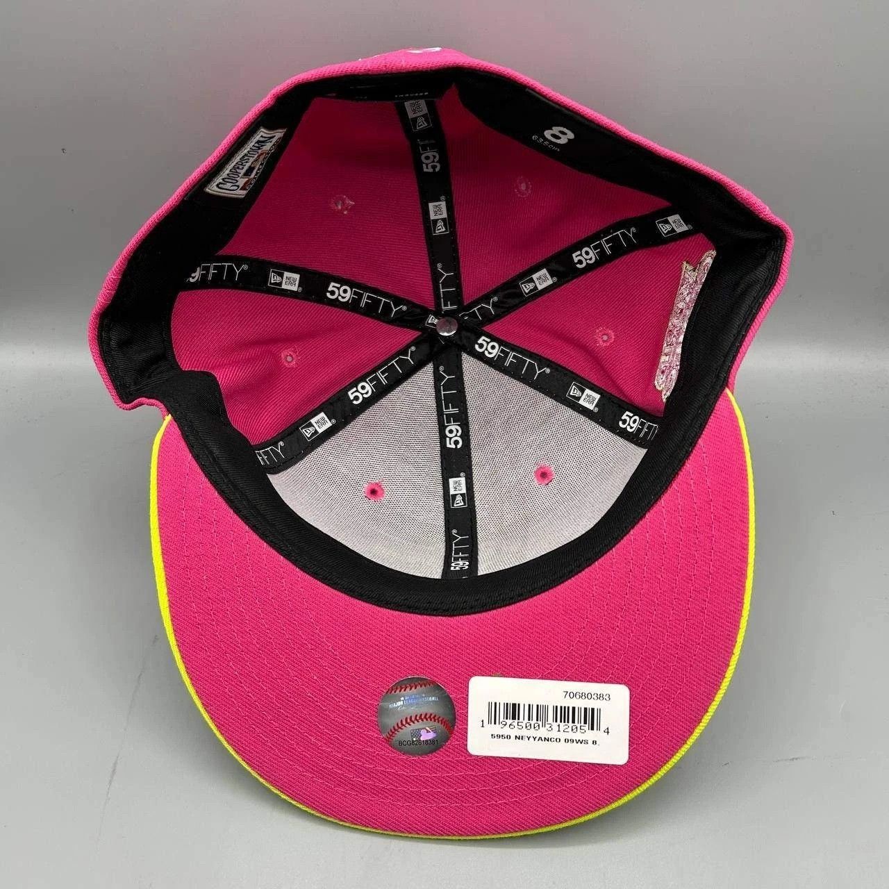New Era New York Yankees Hat Men 8 Pink Yellow MLB Fitted Cap New Size ONE SIZE - 6 Thumbnail