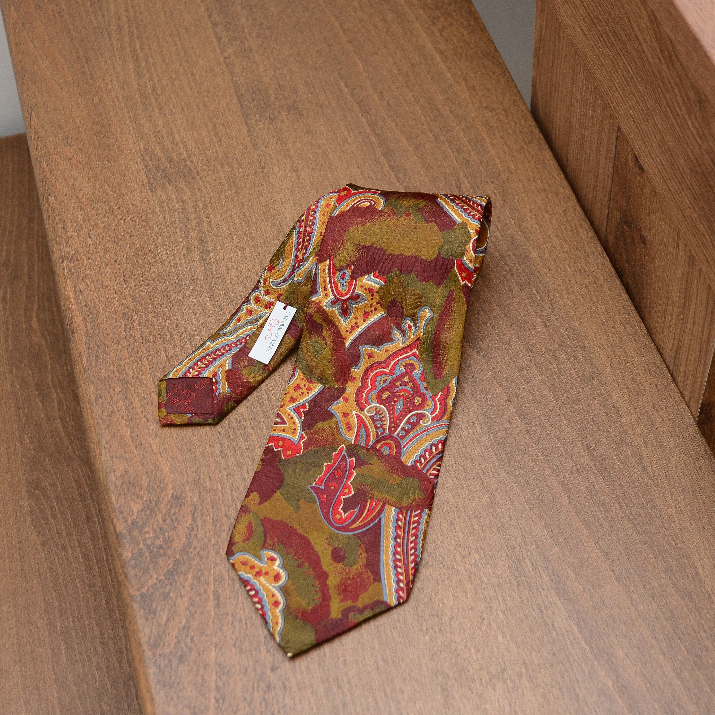Vintage Vintage Tie CARNAVAL DE VENISE 100% Silk Floral Boho 70's Size ONE SIZE - 1 Thumbnail