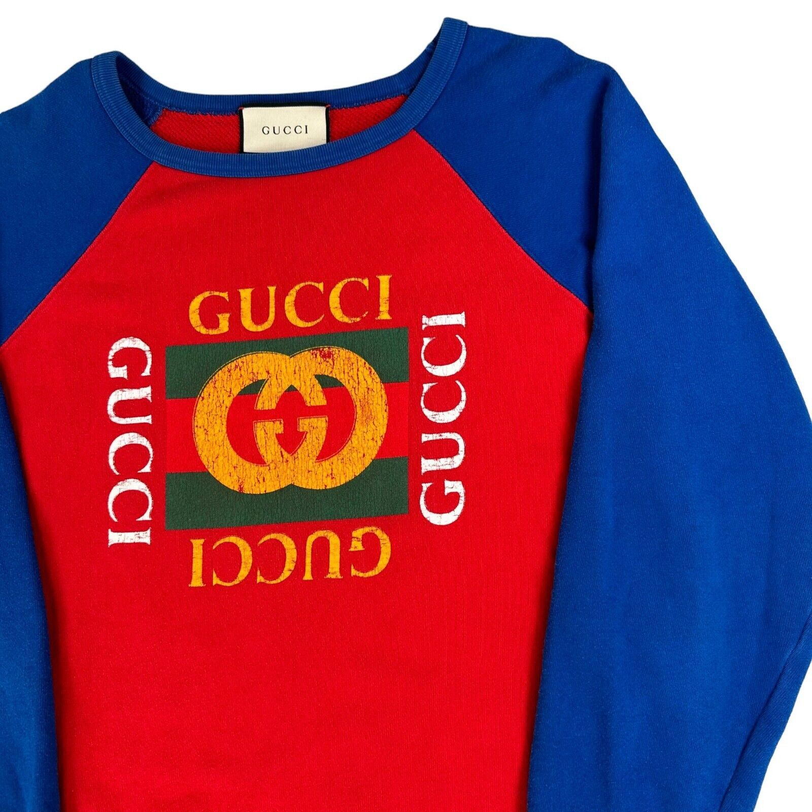 Gucci Gucci Size S Sweatshirt Red Blue Cotton Jersey Logo Print Size US S / EU 44-46 / 1 - 6 Thumbnail