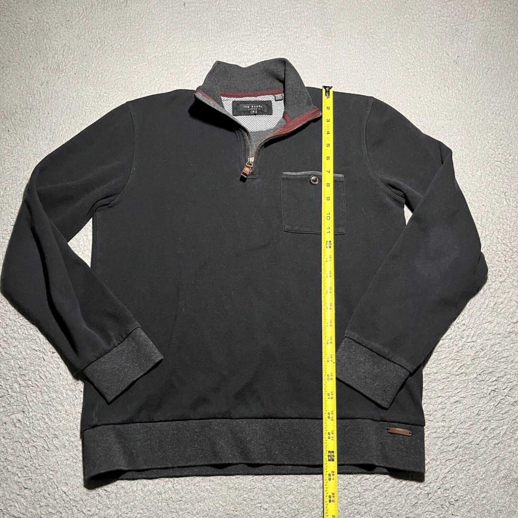 Ted Baker TED BAKER Sweater Mens Small 3 Black 1 4 Zip Pullover Long Sleeve Pockets Grailed