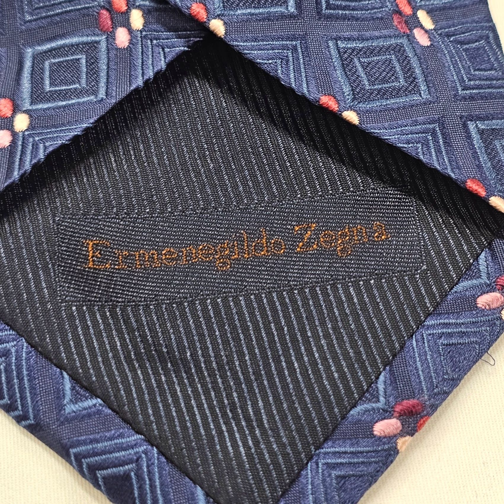 Ermenegildo Zegna VINTAGE Ermenegildo Zegna Luxury Tie Men's 60" Blue Textured 100% Silk Geometric Italy Size ONE SIZE - 6 Thumbnail